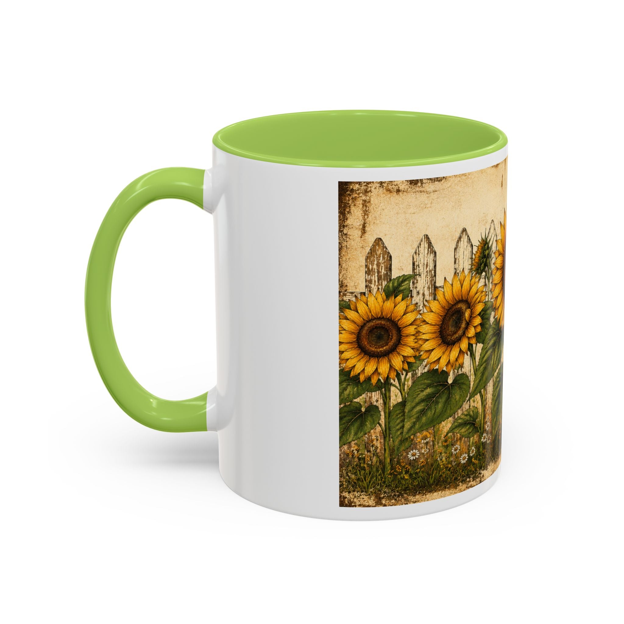 Sunflower Garden Coffee Mug — Vintage Farmhouse Floral Accent Mug