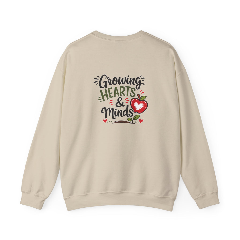 Teacher Sweatshirt — "Teachers Plant Seeds That Grow Forever" Apple Crewneck (Growing Hearts & Minds)