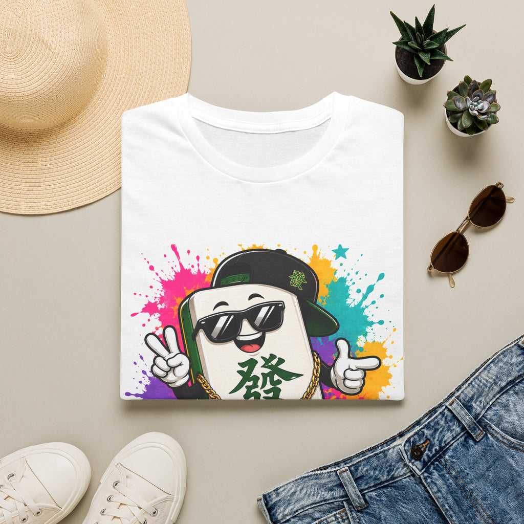 T-Shirt — Street-Style Mahjong Tile Graphic Tee (發 Character)