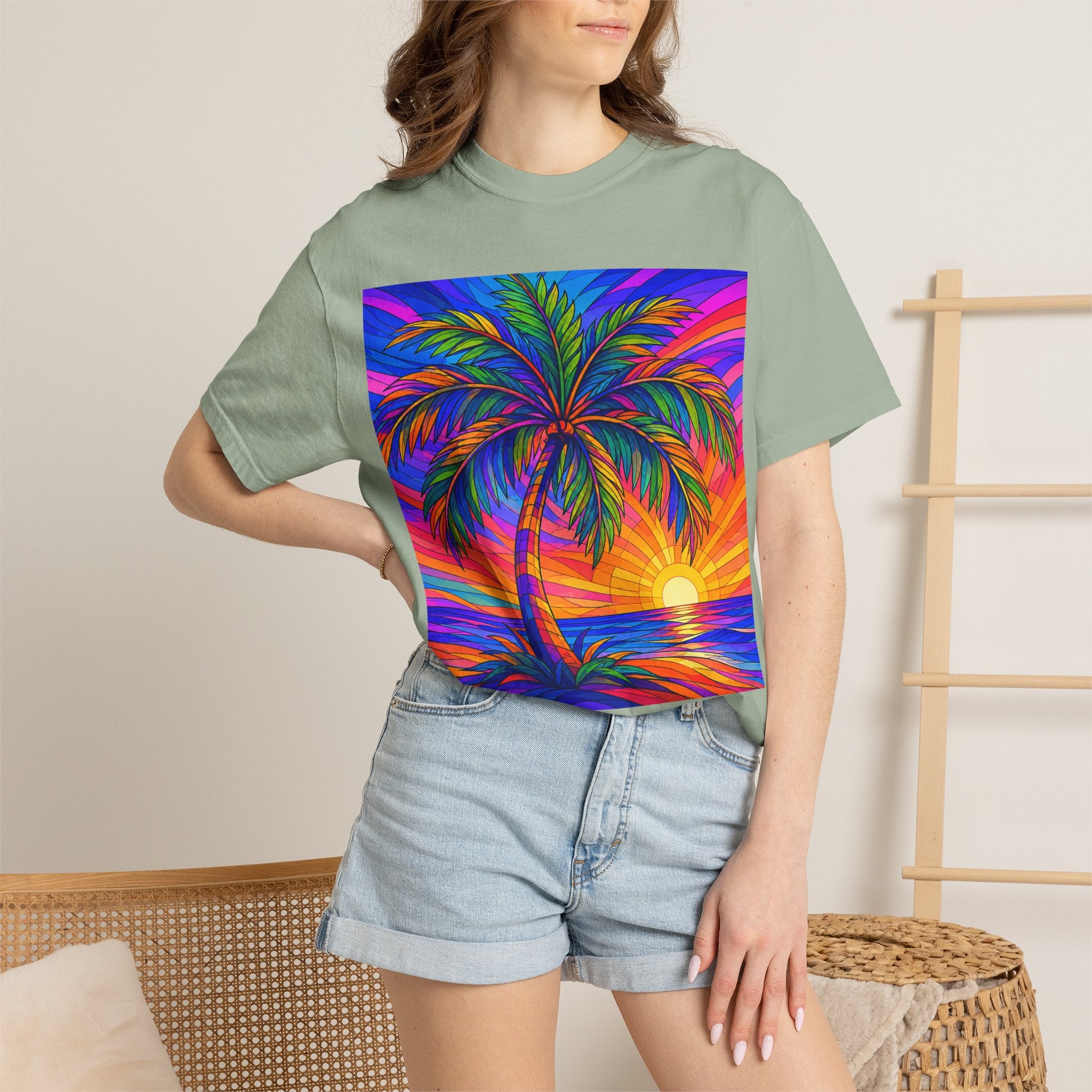 Sunset Palm T-Shirt — Vibrant Tropical Beach Tee