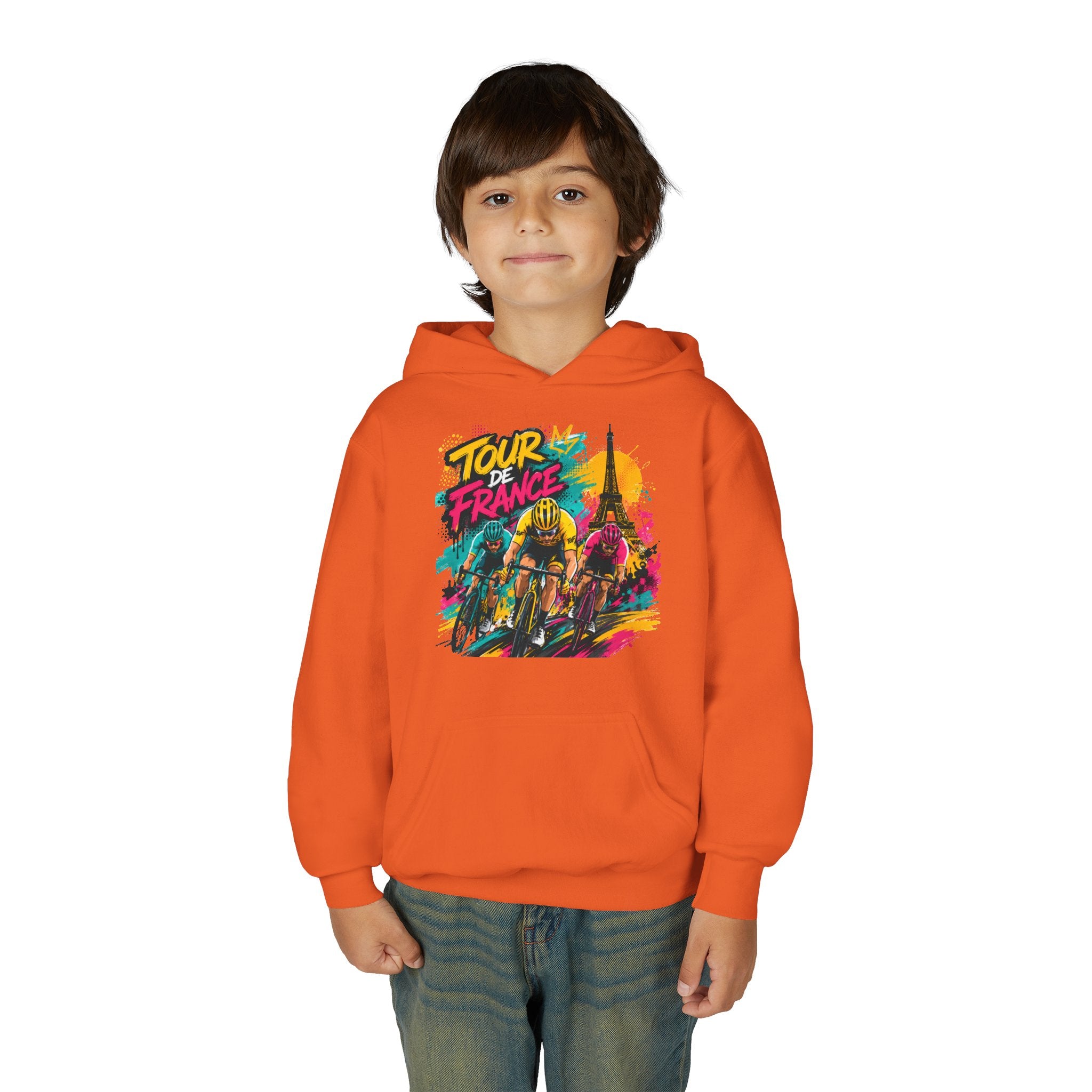 Tour de France Youth Hoodie — Colorful Cycling Graphic Sweatshirt