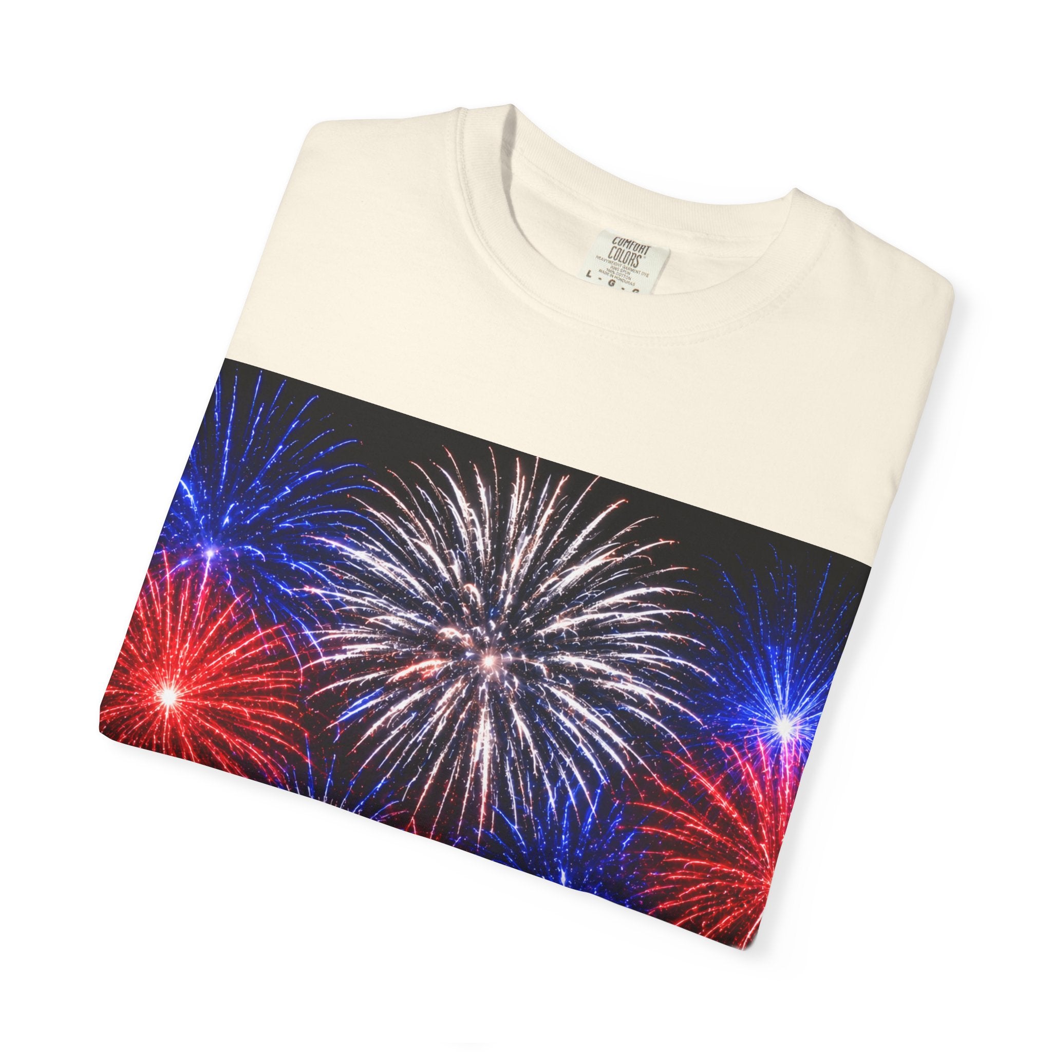 Fireworks Celebration T-Shirt — Red, White & Blue Festival Graphic