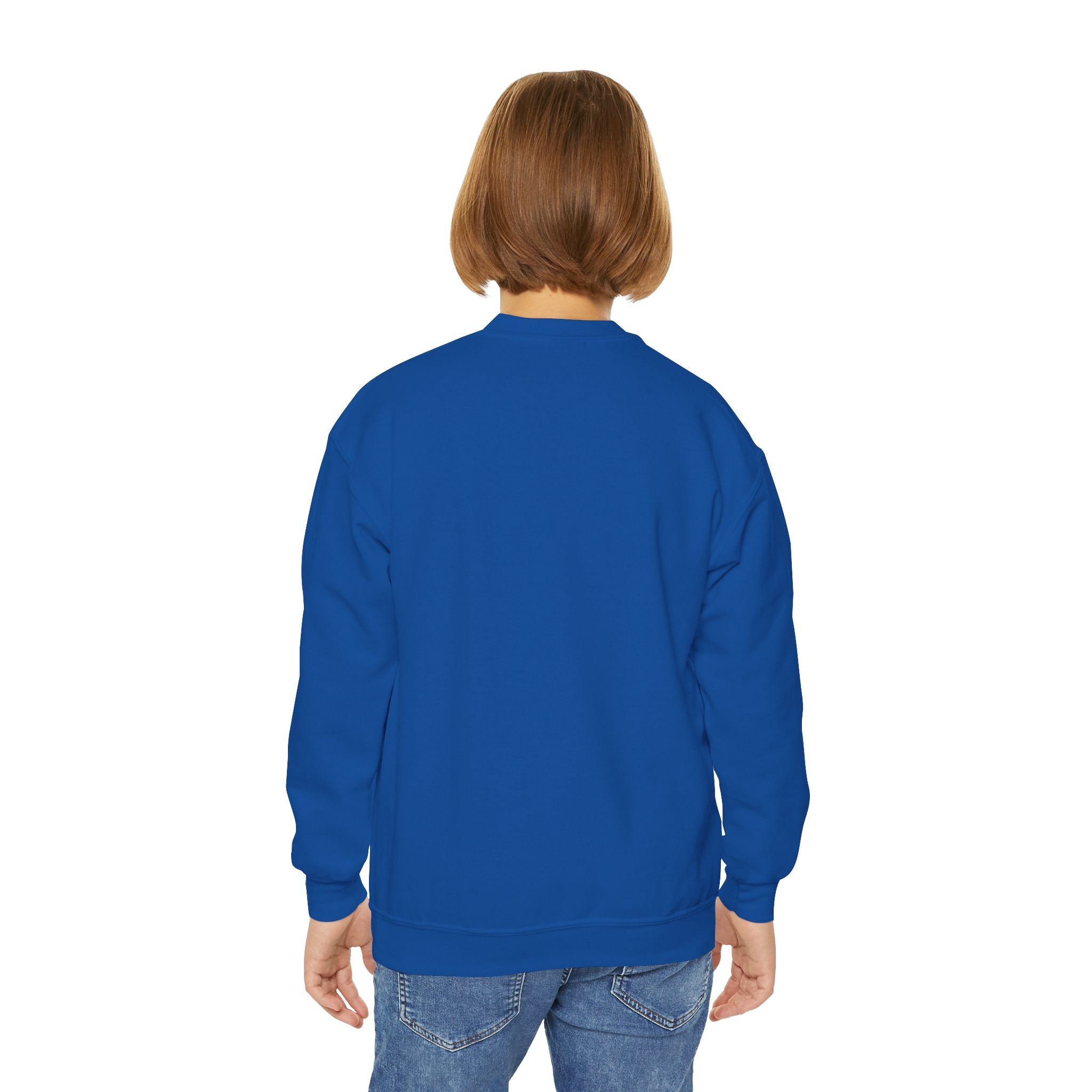 Youth Crewneck Sweatshirt — "Smart, Strong & Brave" Colorful Skateboard Graphic