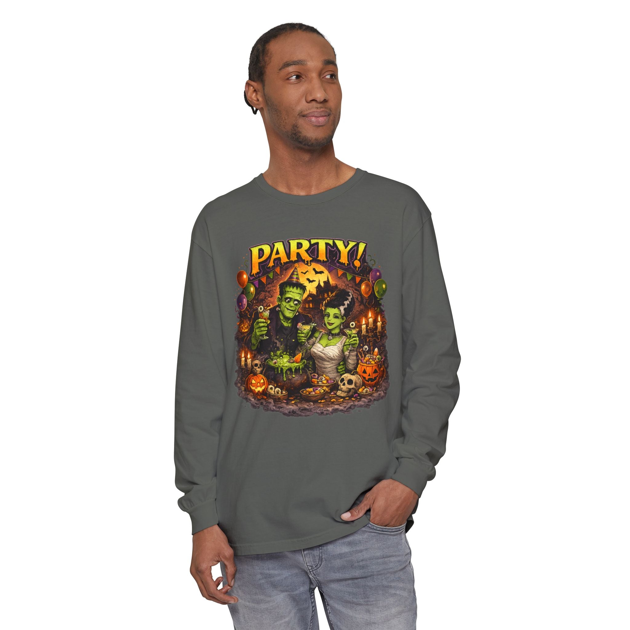 Mr. & Mrs. Frankenstein Halloween Monster Party Long Sleeve T-Shirt
