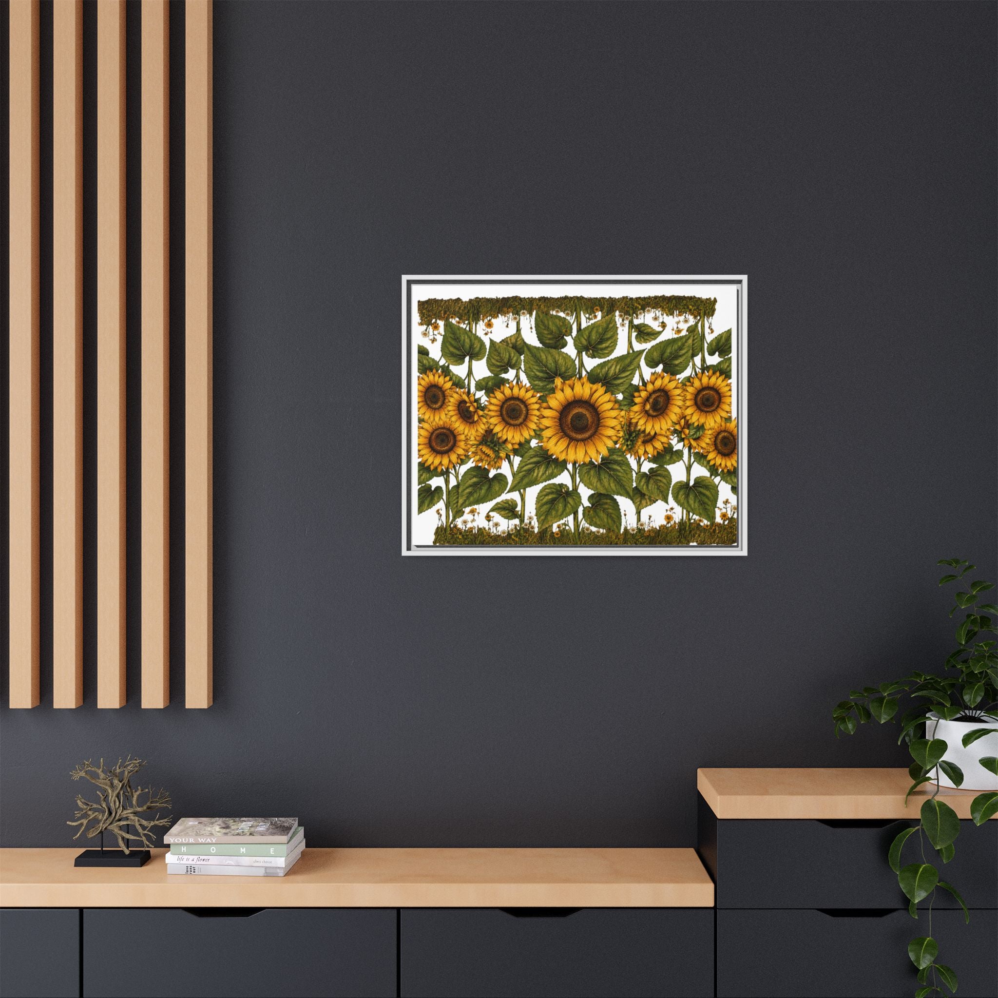Framed Sunflower Canvas Print — Matte Floral Wall Art