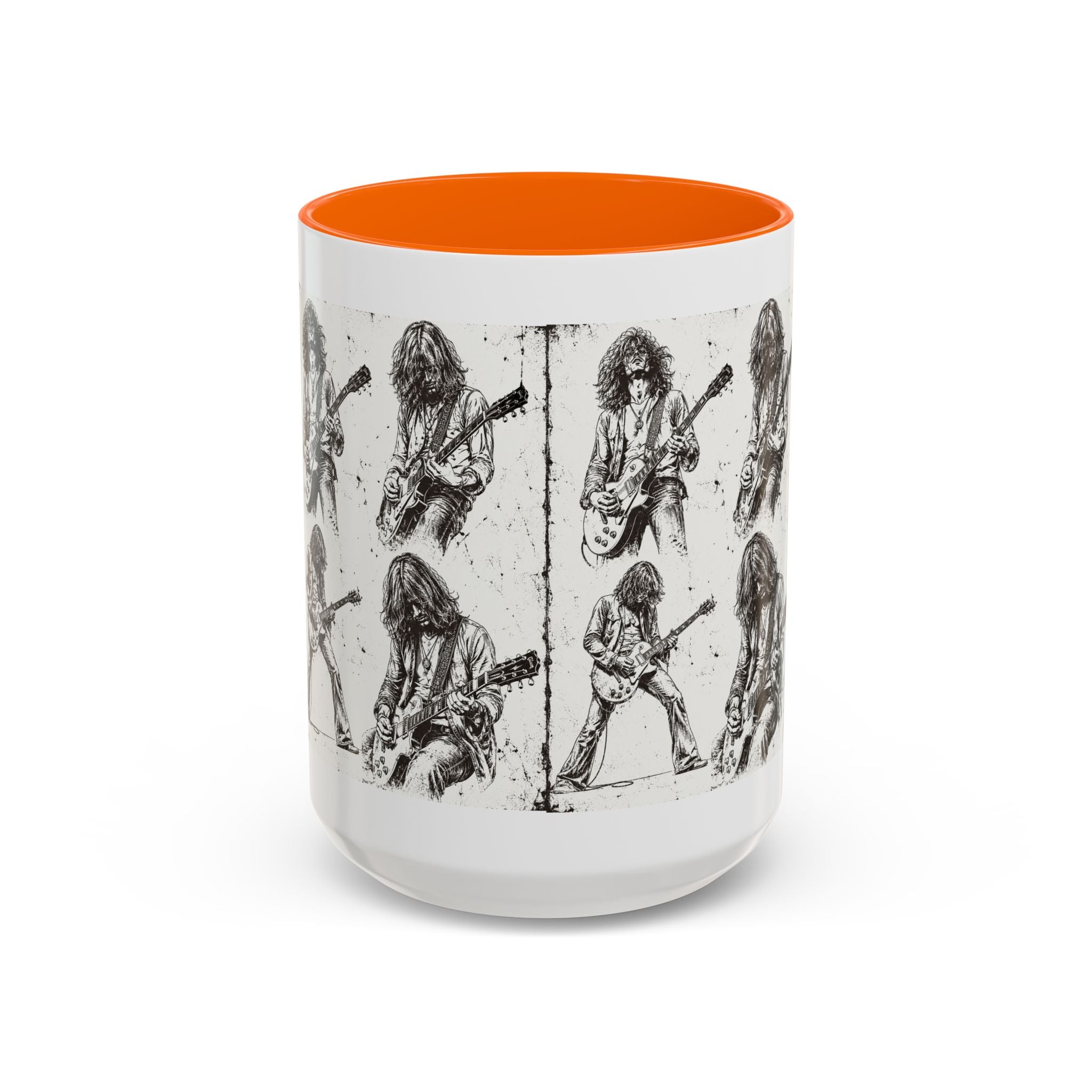 Rock Guitarist Sketch Accent Coffee Mug — Vintage Band Art 11/15oz