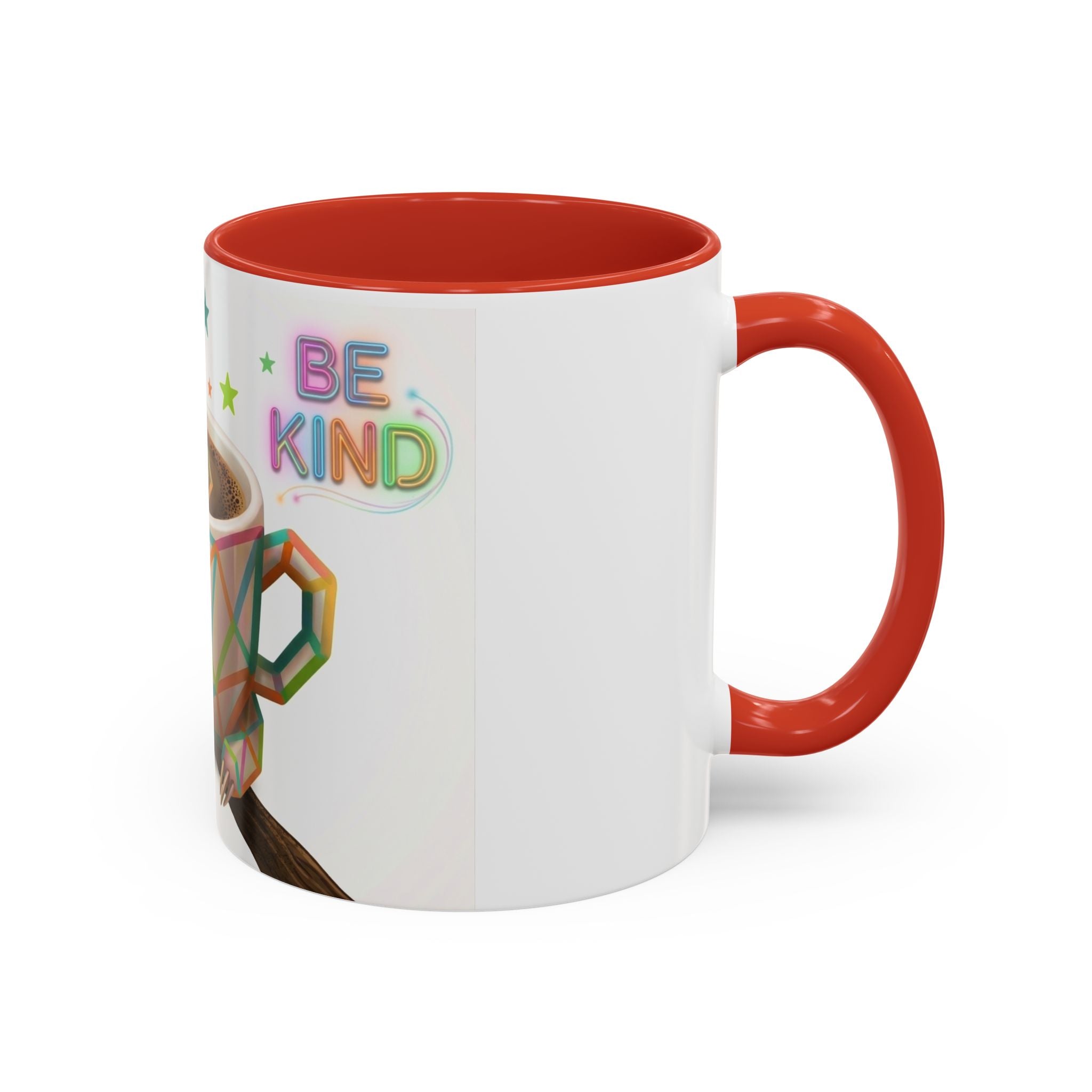 Be Kind Sloth Coffee Mug — Colorful Accent Ceramic Cup (11/15oz)