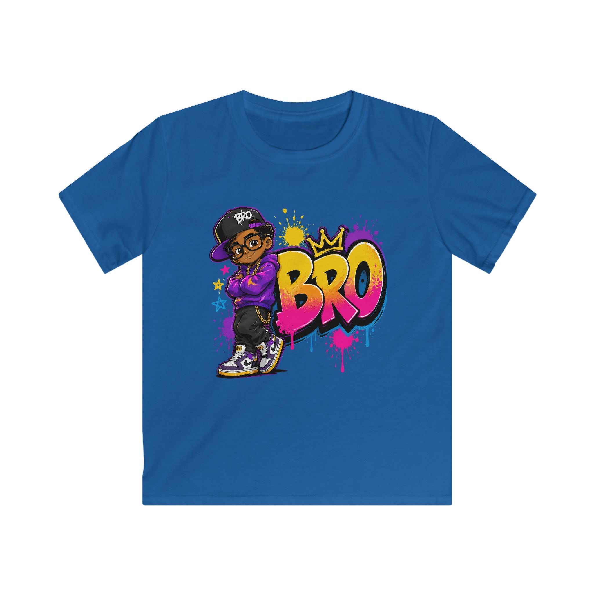 Kids 'BRO' Streetwear Tee — Cool Hip-Hop Skateboard Graphic T-Shirt for Boys