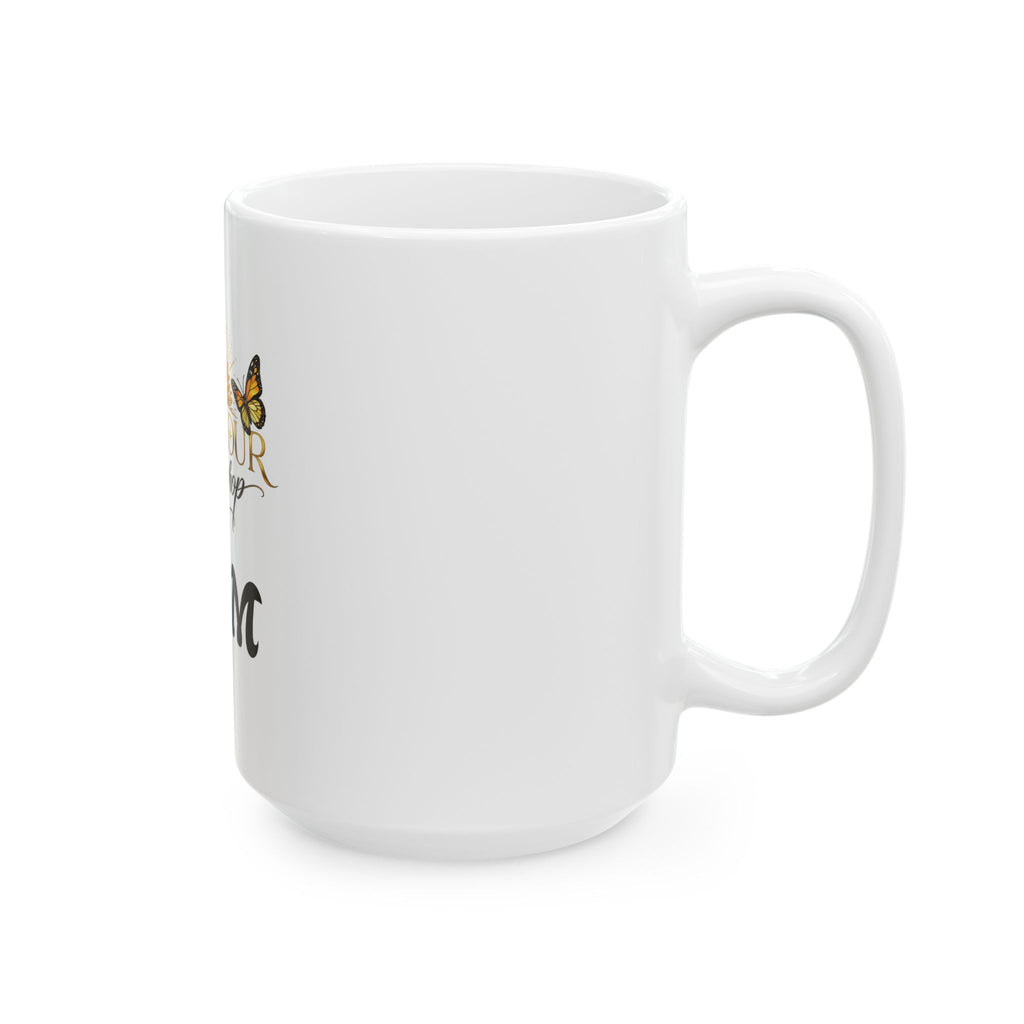 Sunflower & Butterfly Personalized Mug — 'Sunflour Hiphop PAM' Ceramic Coffee Cup (11oz/15oz)