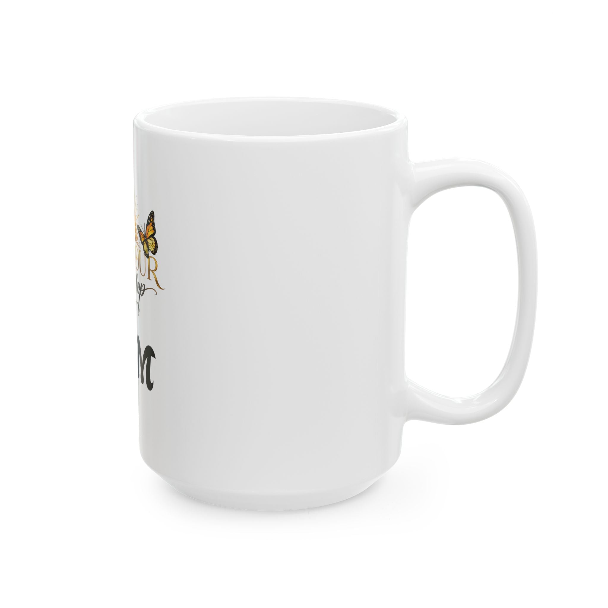 Sunflower & Butterfly Personalized Mug — 'Sunflour Hiphop PAM' Ceramic Coffee Cup (11oz/15oz)