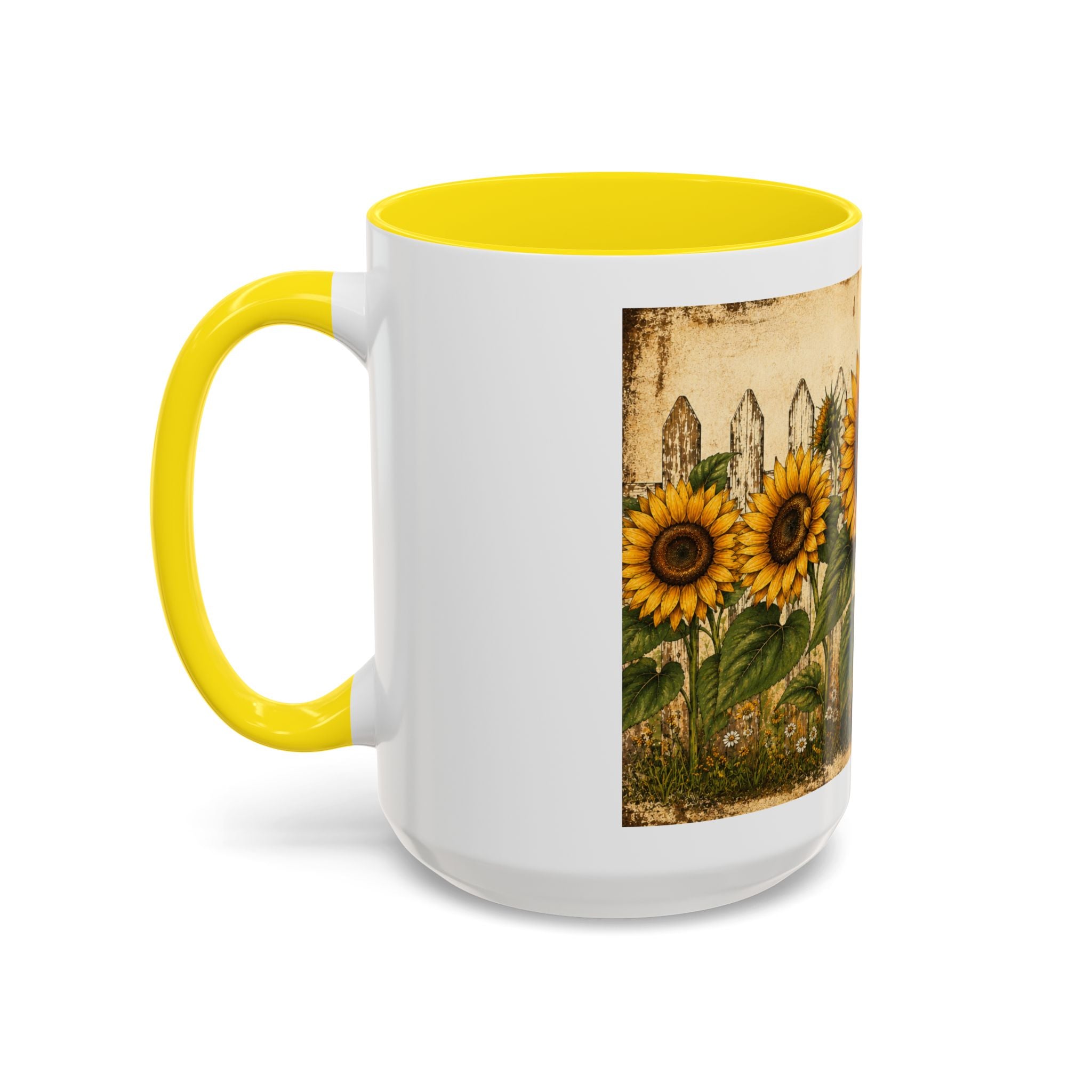 Sunflower Garden Coffee Mug — Vintage Farmhouse Floral Accent Mug
