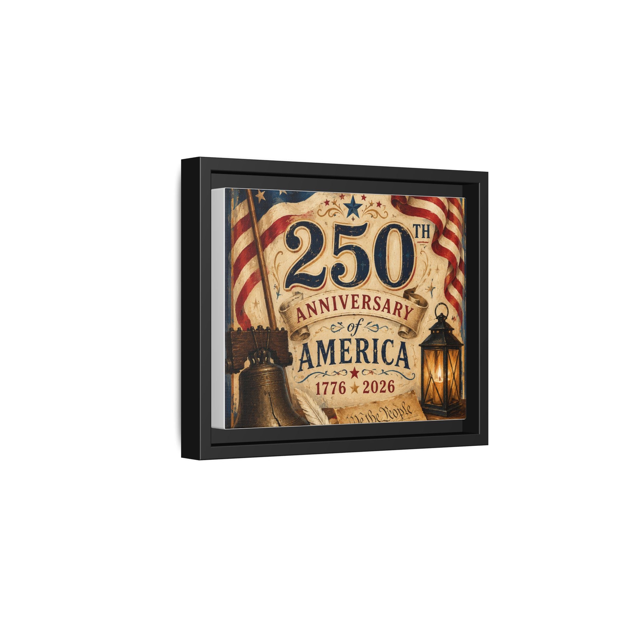 250th Anniversary of America Framed Canvas Print — Patriotic 1776–2026 Wall Art