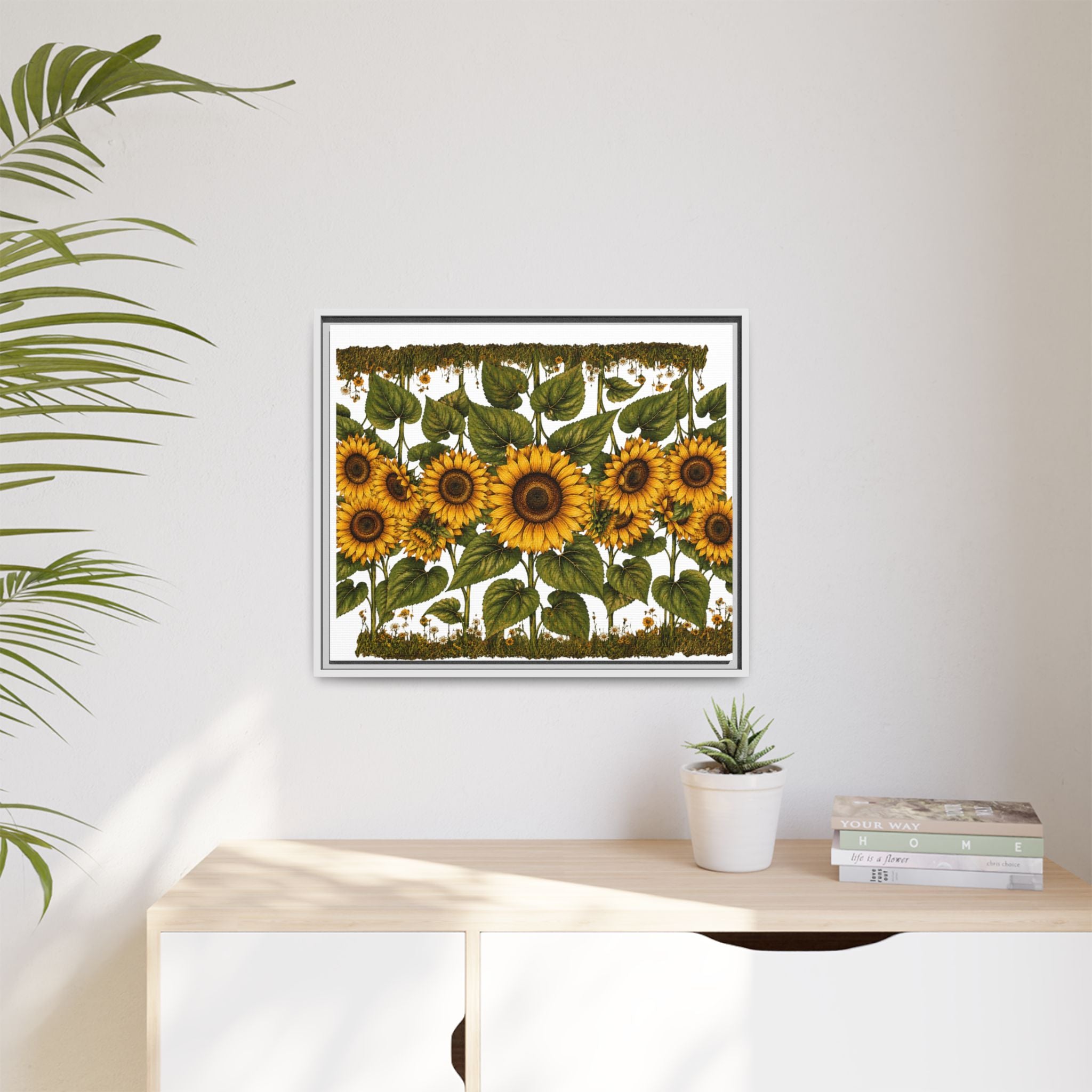 Framed Sunflower Canvas Print — Matte Floral Wall Art