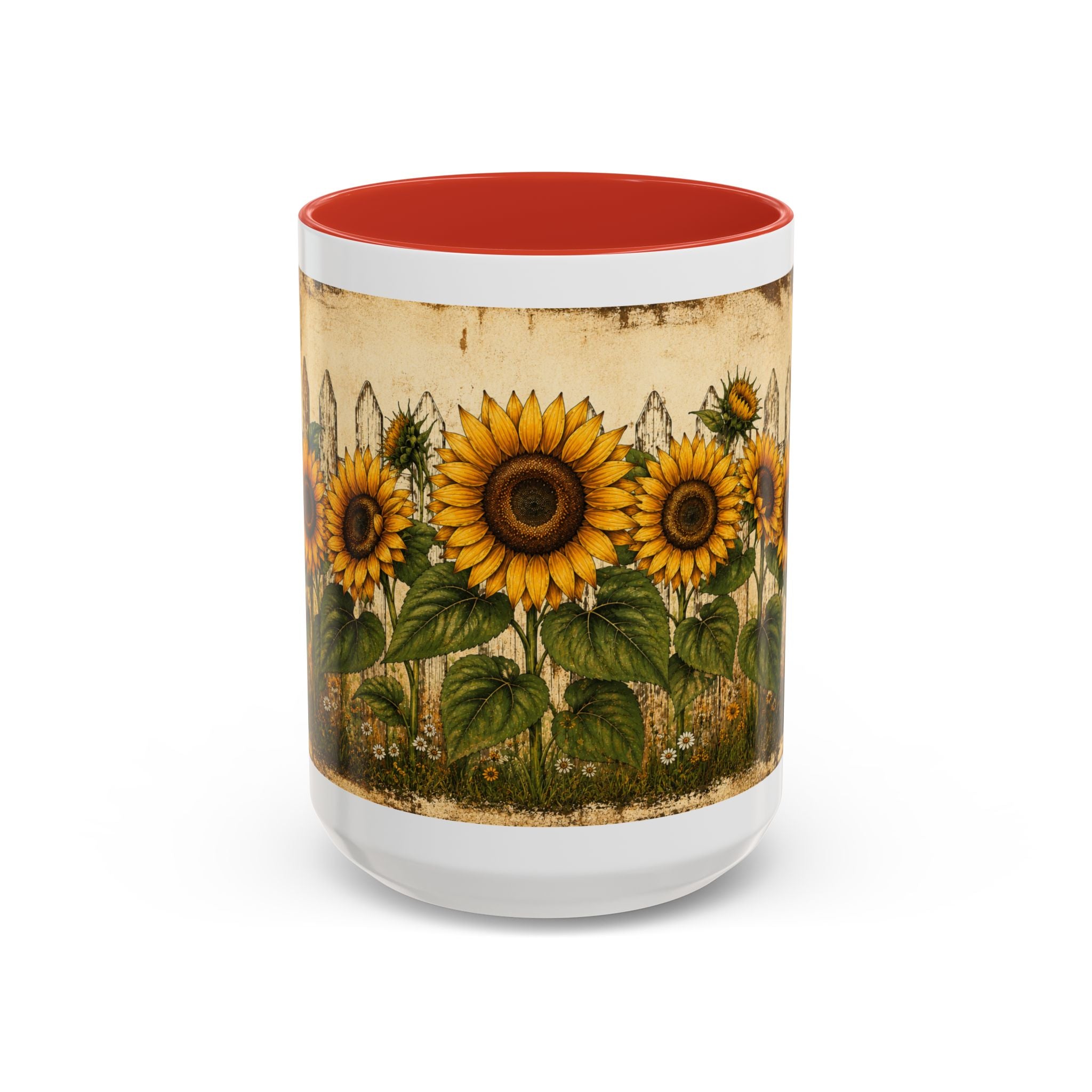 Sunflower Garden Coffee Mug — Vintage Farmhouse Floral Accent Mug