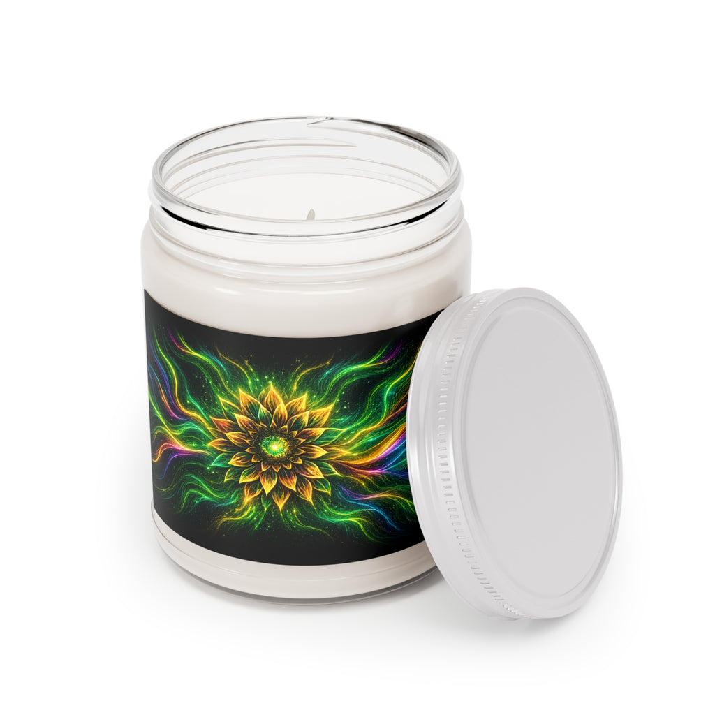 Soy Candle — Vibrant Mandala Floral Aromatherapy Candle (9 oz, White Lid)