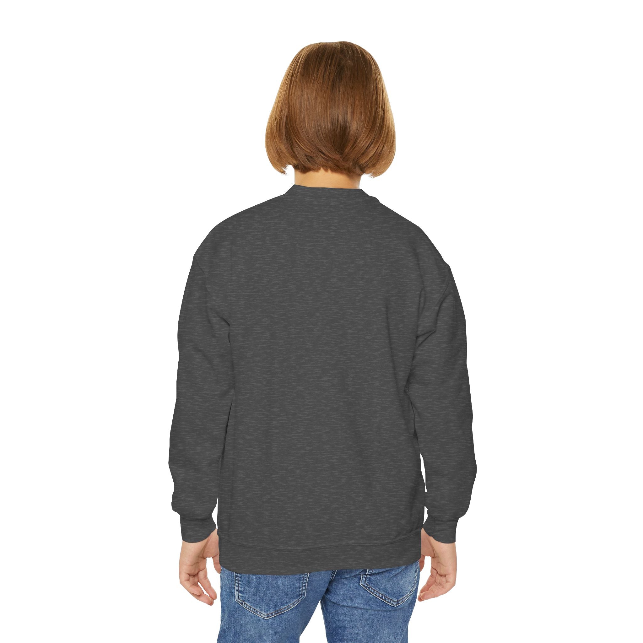 Youth Halloween Sweatshirt — "Trick or Treatasaurus" Dino Pumpkin Crewneck