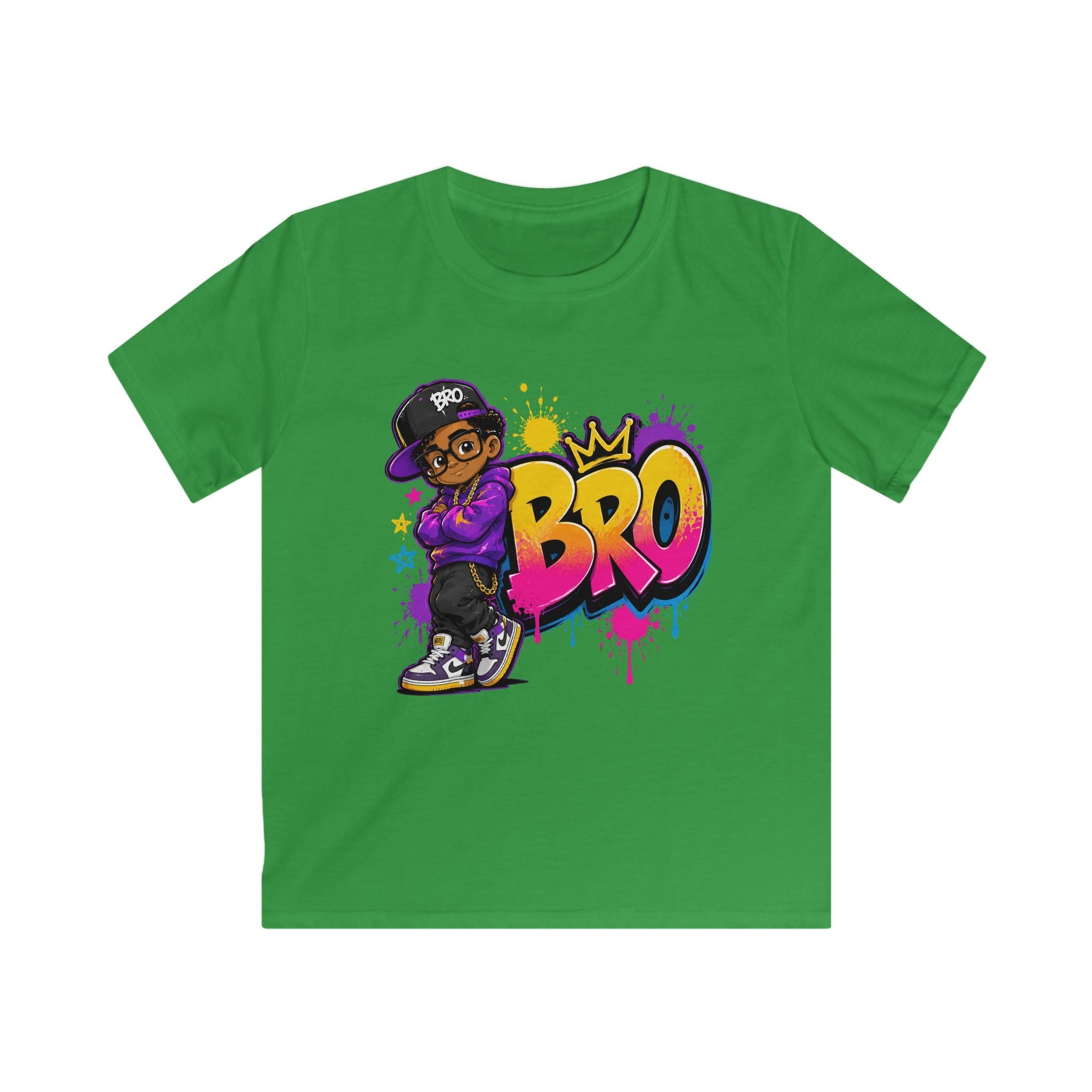 Kids 'BRO' Streetwear Tee — Cool Hip-Hop Skateboard Graphic T-Shirt for Boys