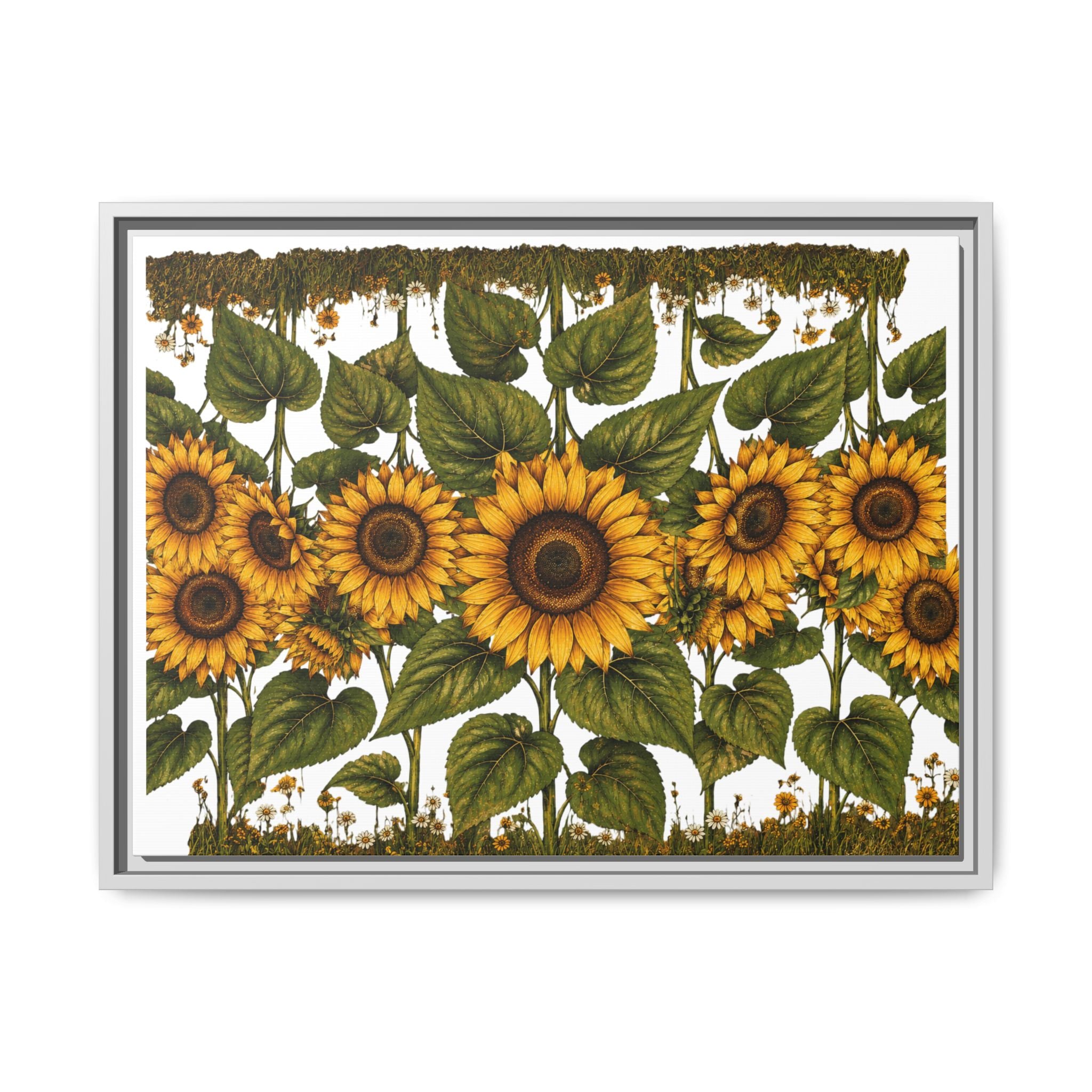Framed Sunflower Canvas Print — Matte Floral Wall Art