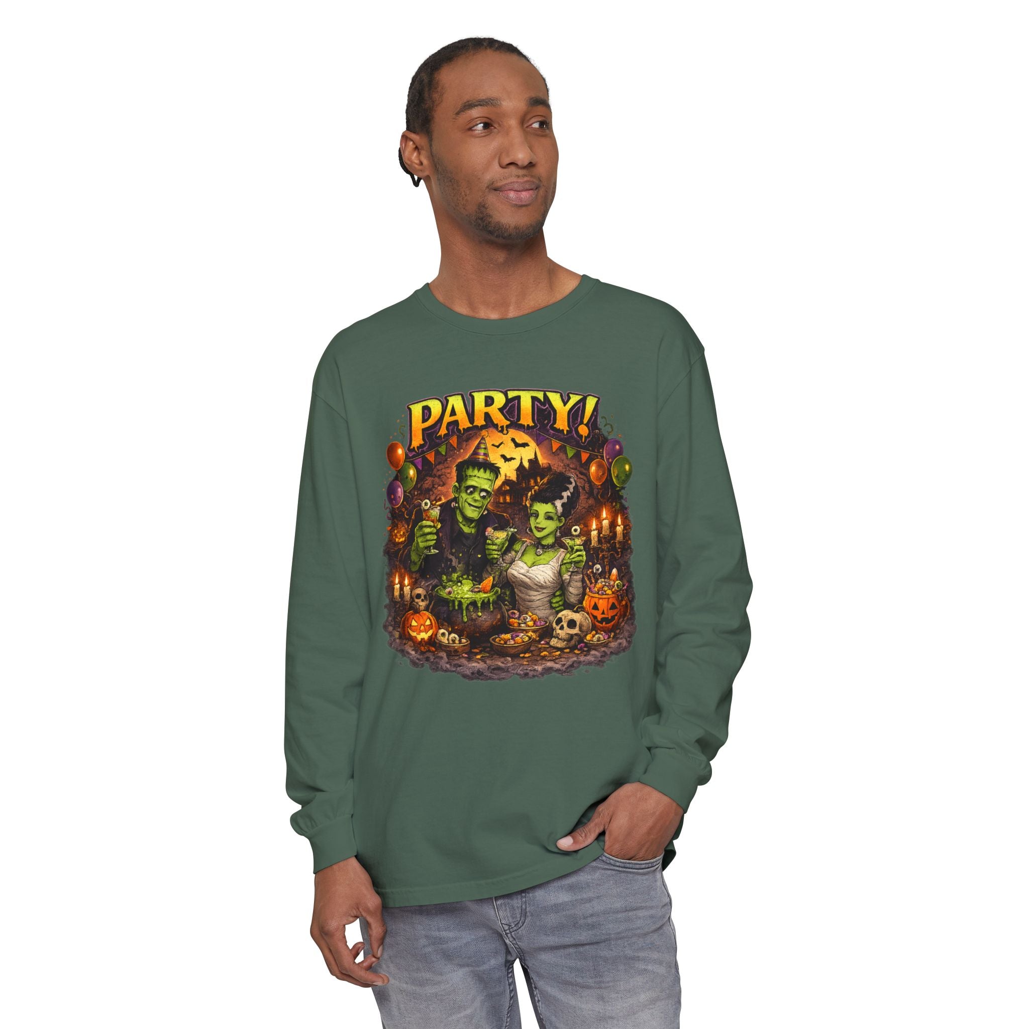 Mr. & Mrs. Frankenstein Halloween Monster Party Long Sleeve T-Shirt