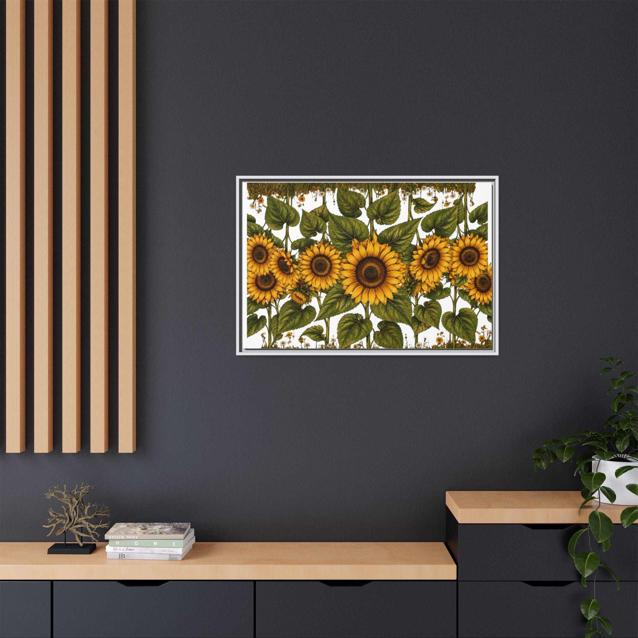 Framed Sunflower Canvas Print — Matte Floral Wall Art