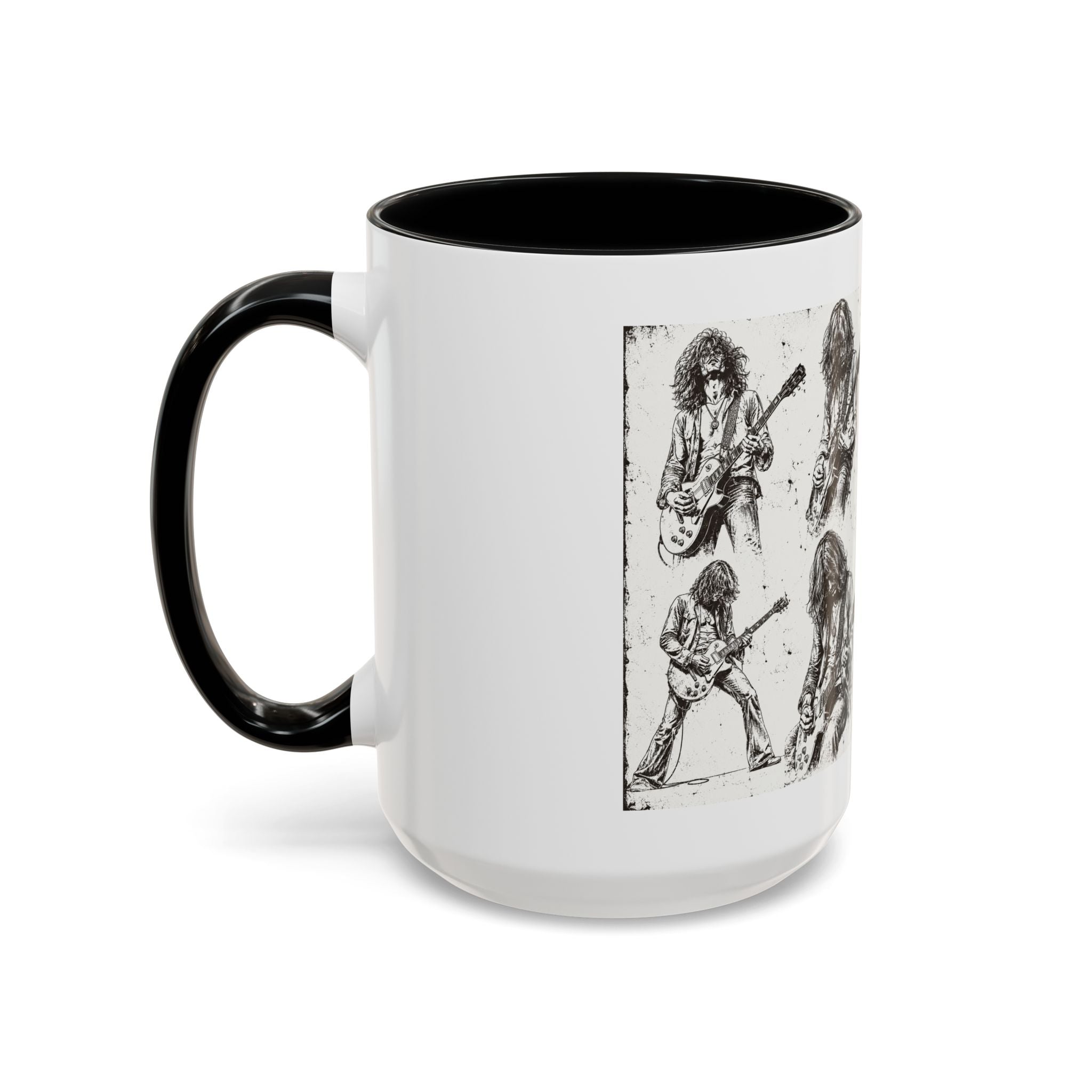 Rock Guitarist Sketch Accent Coffee Mug — Vintage Band Art 11/15oz