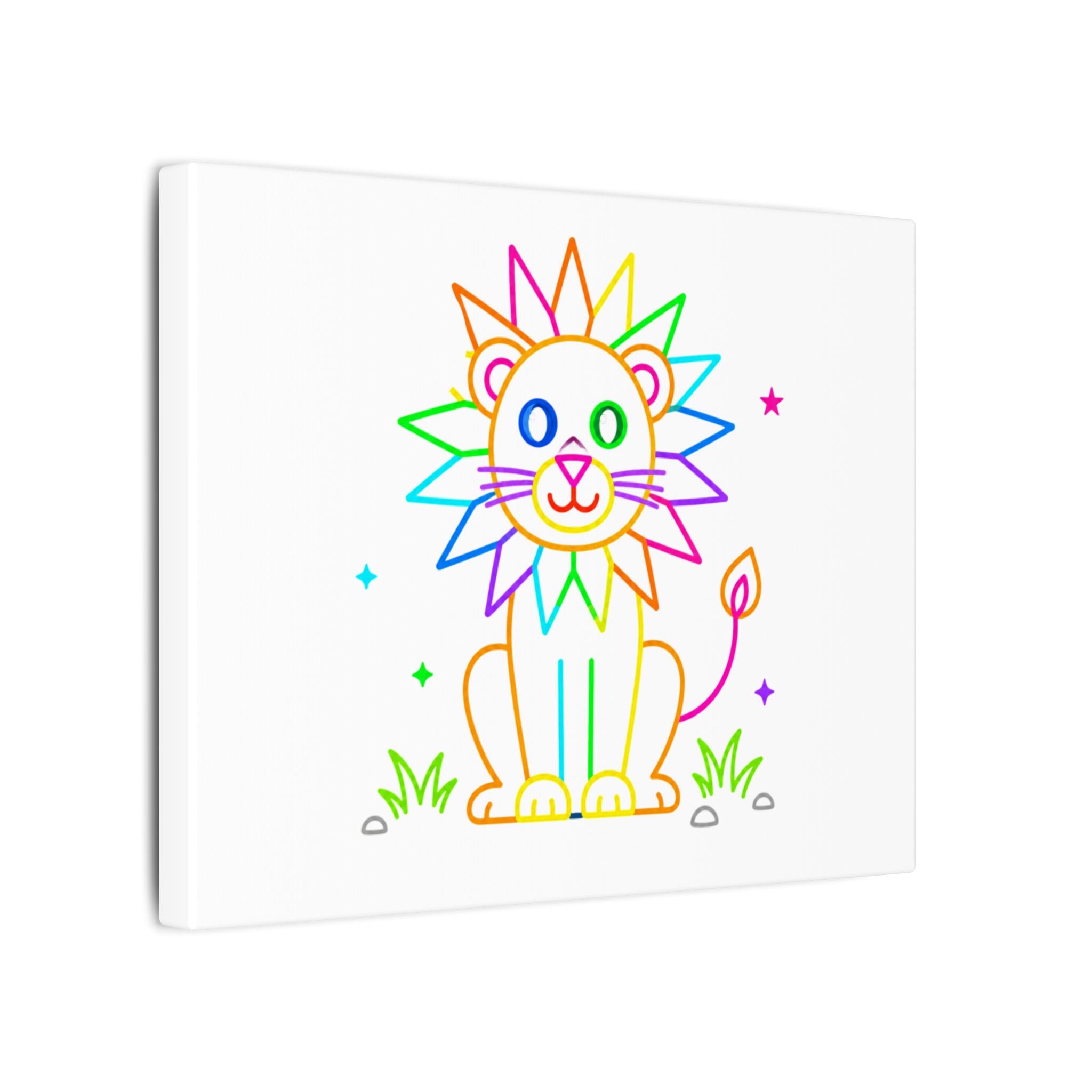 Rainbow Lion Canvas Art — Cute Kids Wall Decor