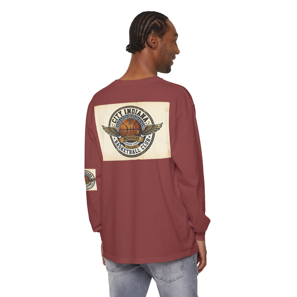 Basketball Club Long Sleeve Tee — City Indiana Winged Ball Graphic