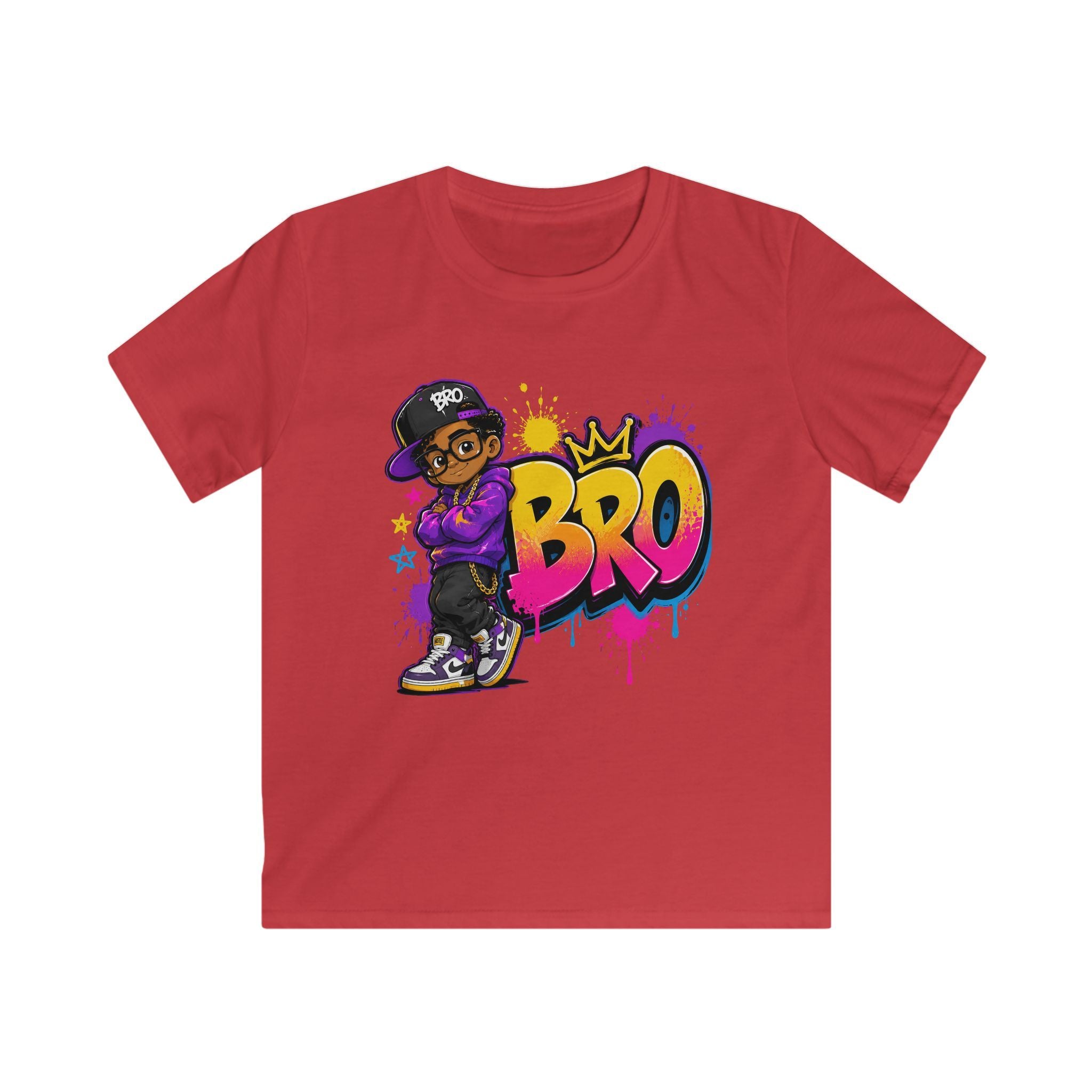 Kids 'BRO' Streetwear Tee — Cool Hip-Hop Skateboard Graphic T-Shirt for Boys