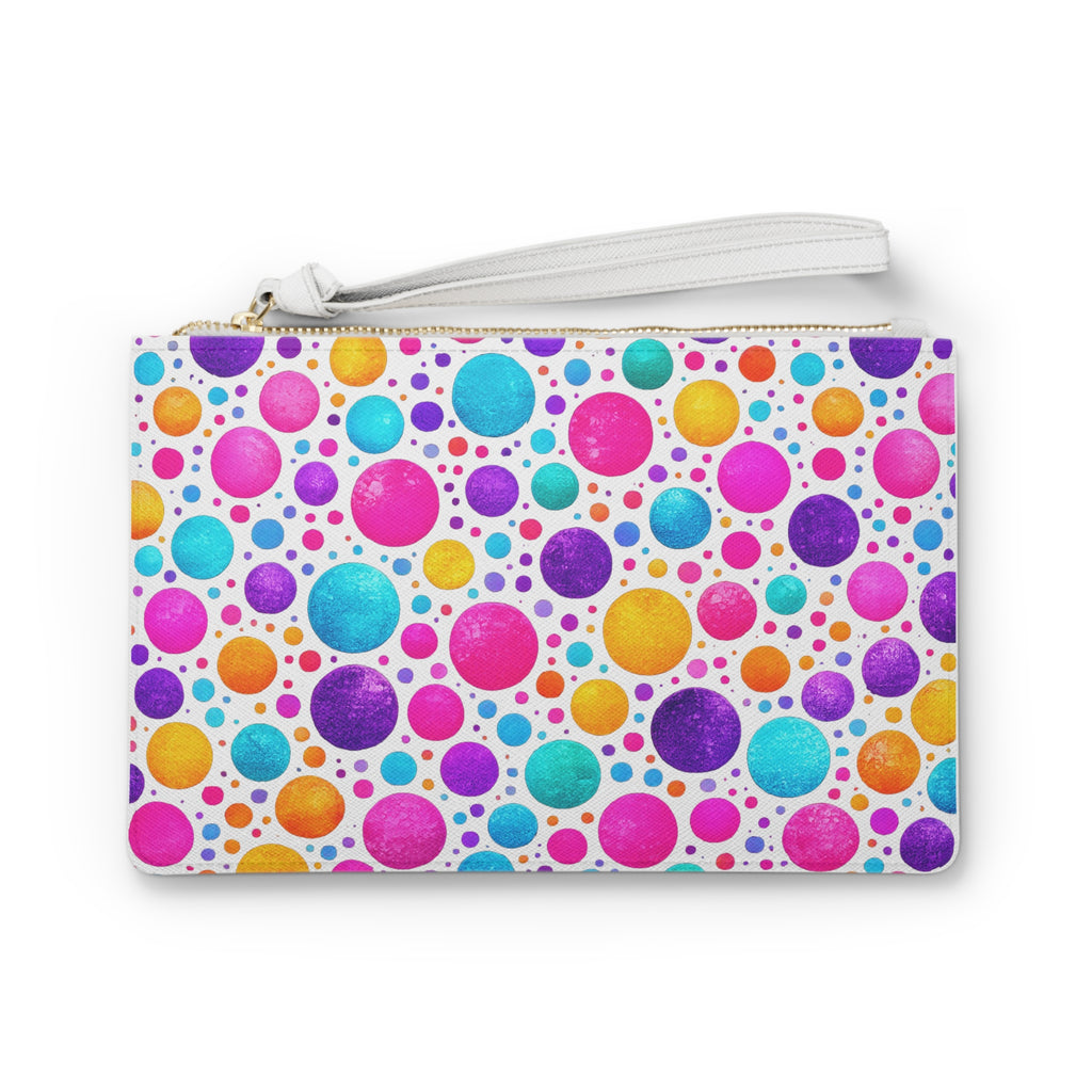 Colorful Confetti Dot Clutch — Bright Polka Dot Wristlet