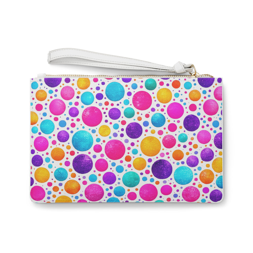Colorful Confetti Dot Clutch — Bright Polka Dot Wristlet