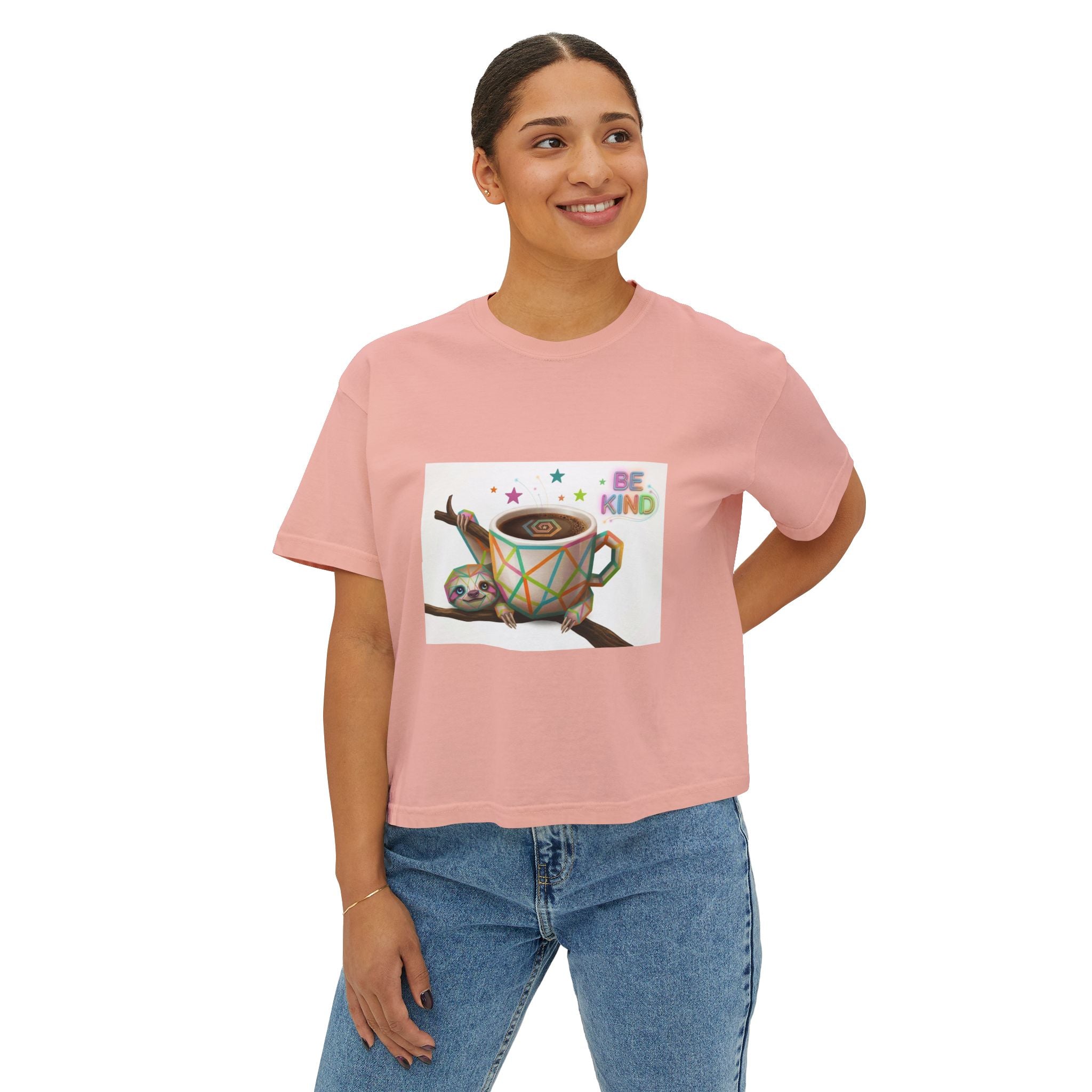 Cute Shiba Inu Coffee Tee — 'in my urge to walk out' Women's Boxy T-Shirt