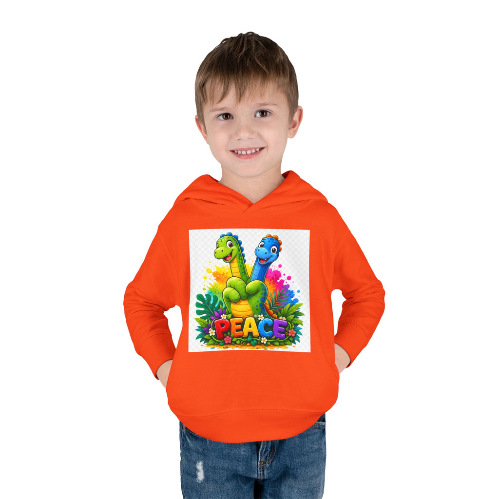 Toddler Hoodie — Colorful Peace Dinosaurs Graphic Pullover