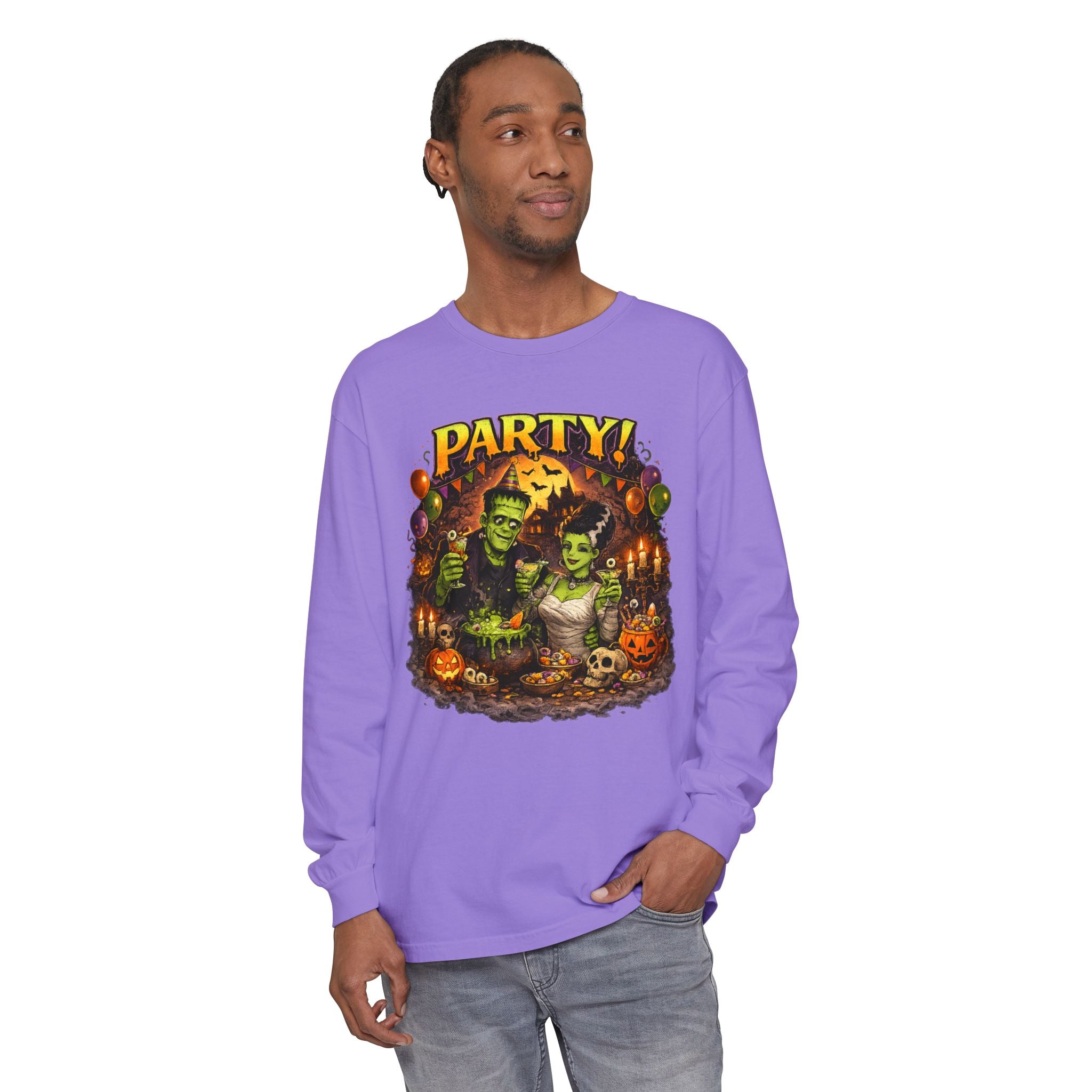 Mr. & Mrs. Frankenstein Halloween Monster Party Long Sleeve T-Shirt