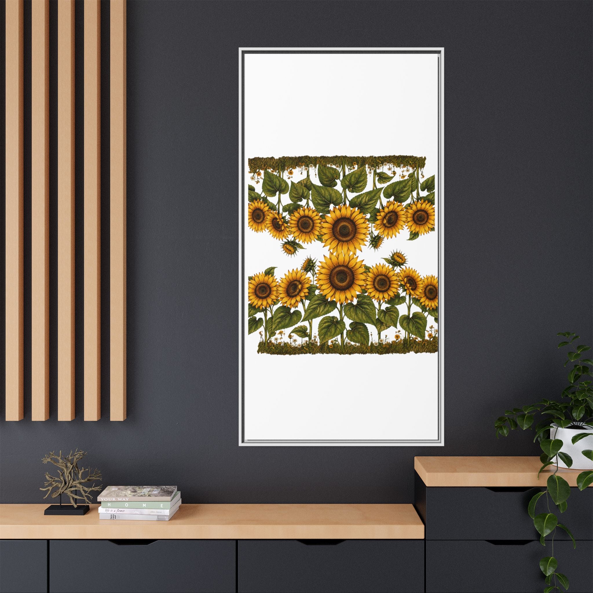 Framed Sunflower Canvas Print — Matte Floral Wall Art