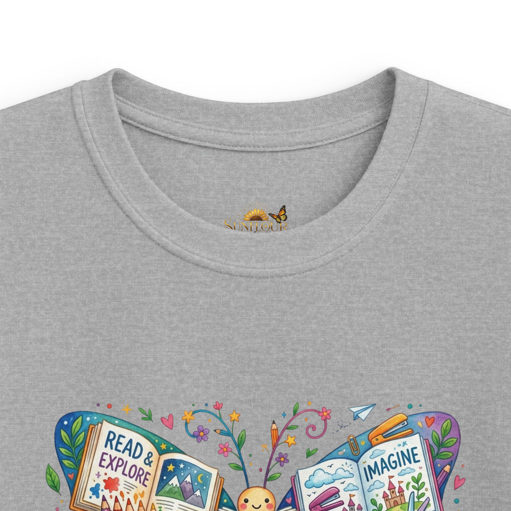 Kids Tee — "Read, Dream, Grow" Butterfly Reading Shirt