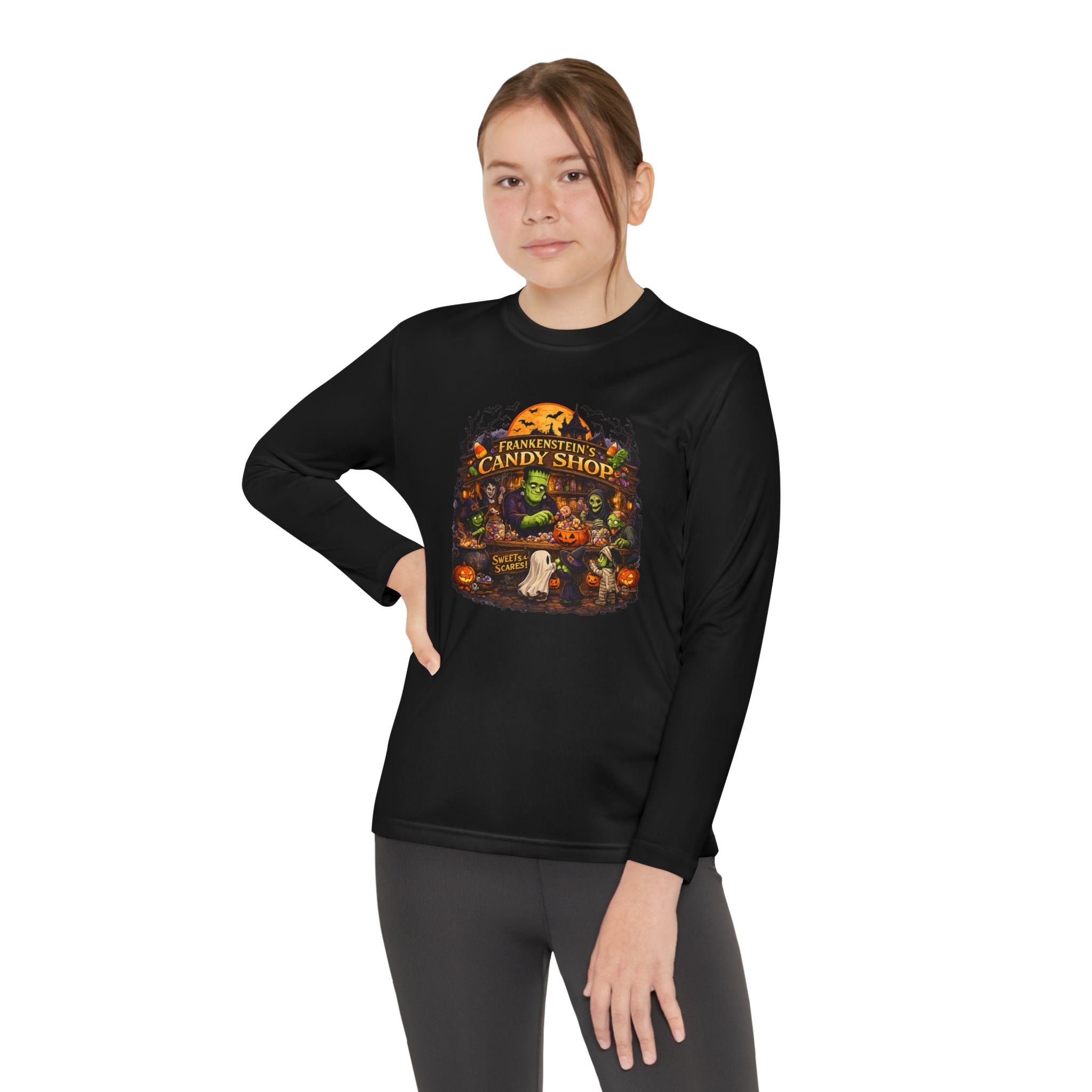 Youth Long Sleeve Tee — Halloween Candy Shop Graphic