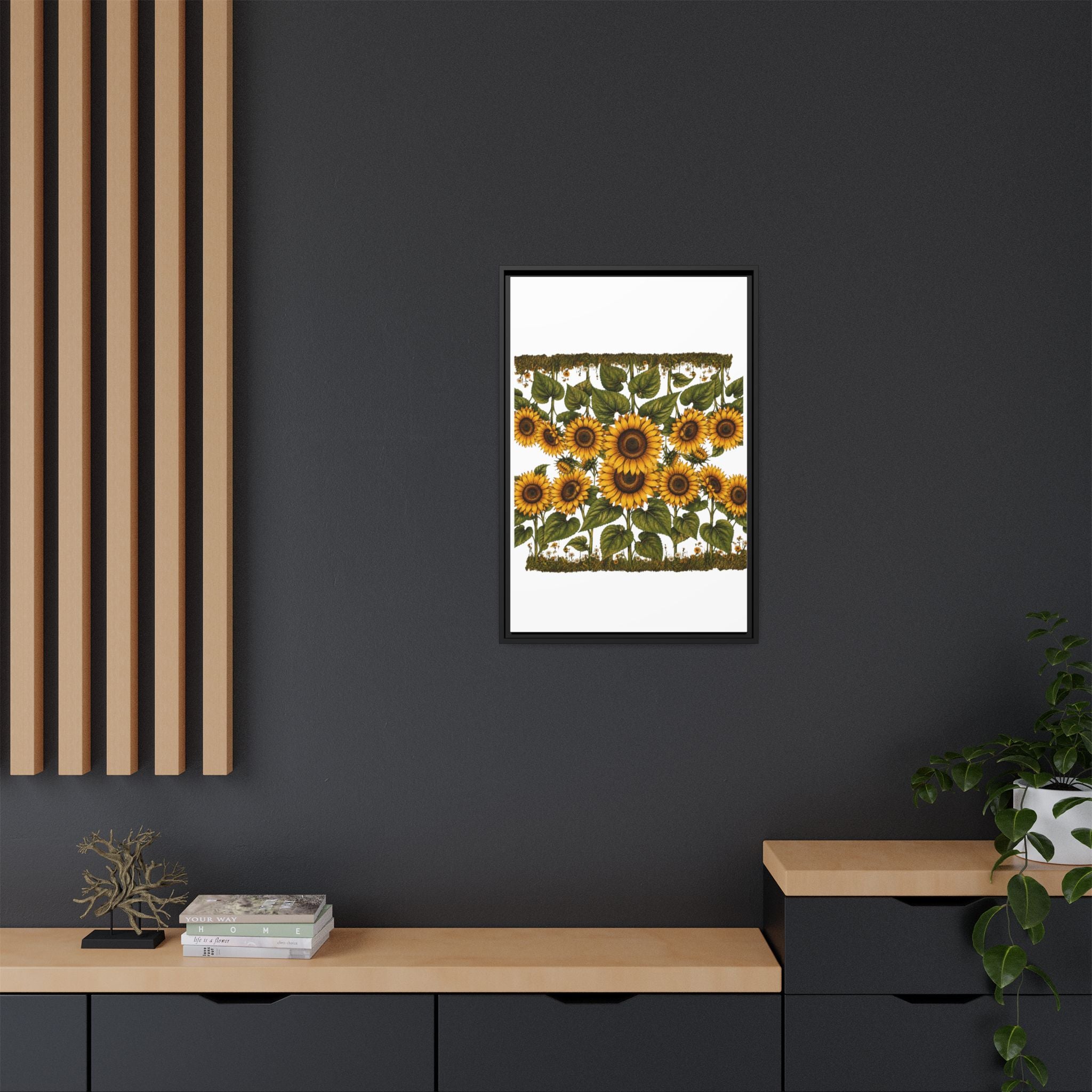 Framed Sunflower Canvas Print — Matte Floral Wall Art