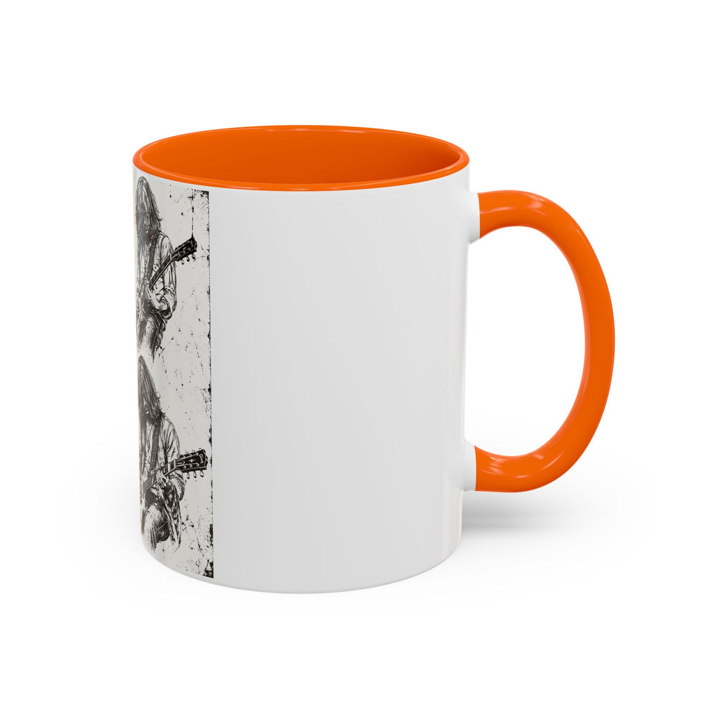 Rock Guitarist Sketch Accent Coffee Mug — Vintage Band Art 11/15oz