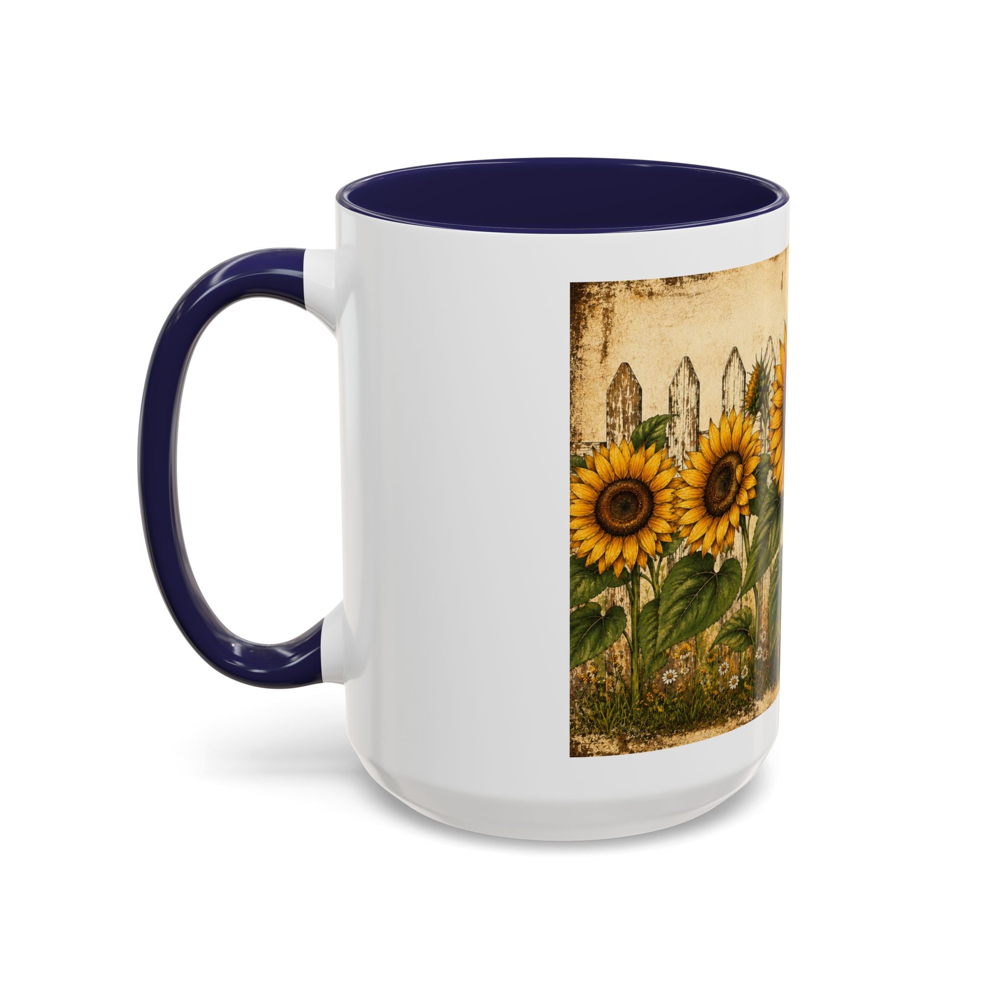 Sunflower Garden Coffee Mug — Vintage Farmhouse Floral Accent Mug