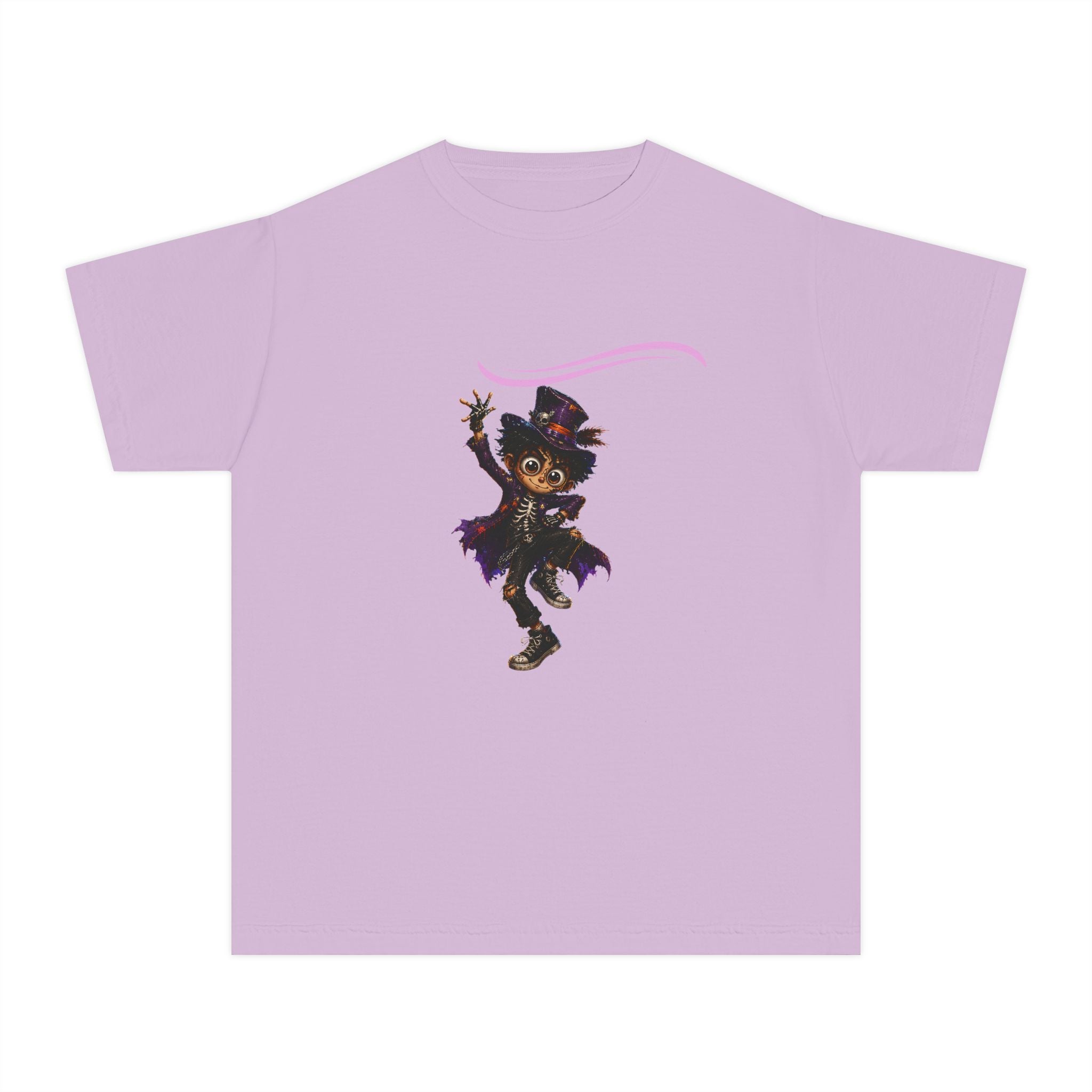 Kids Halloween Cat Witch T‑Shirt — Cute Dancing Black Cat in Witch Costume