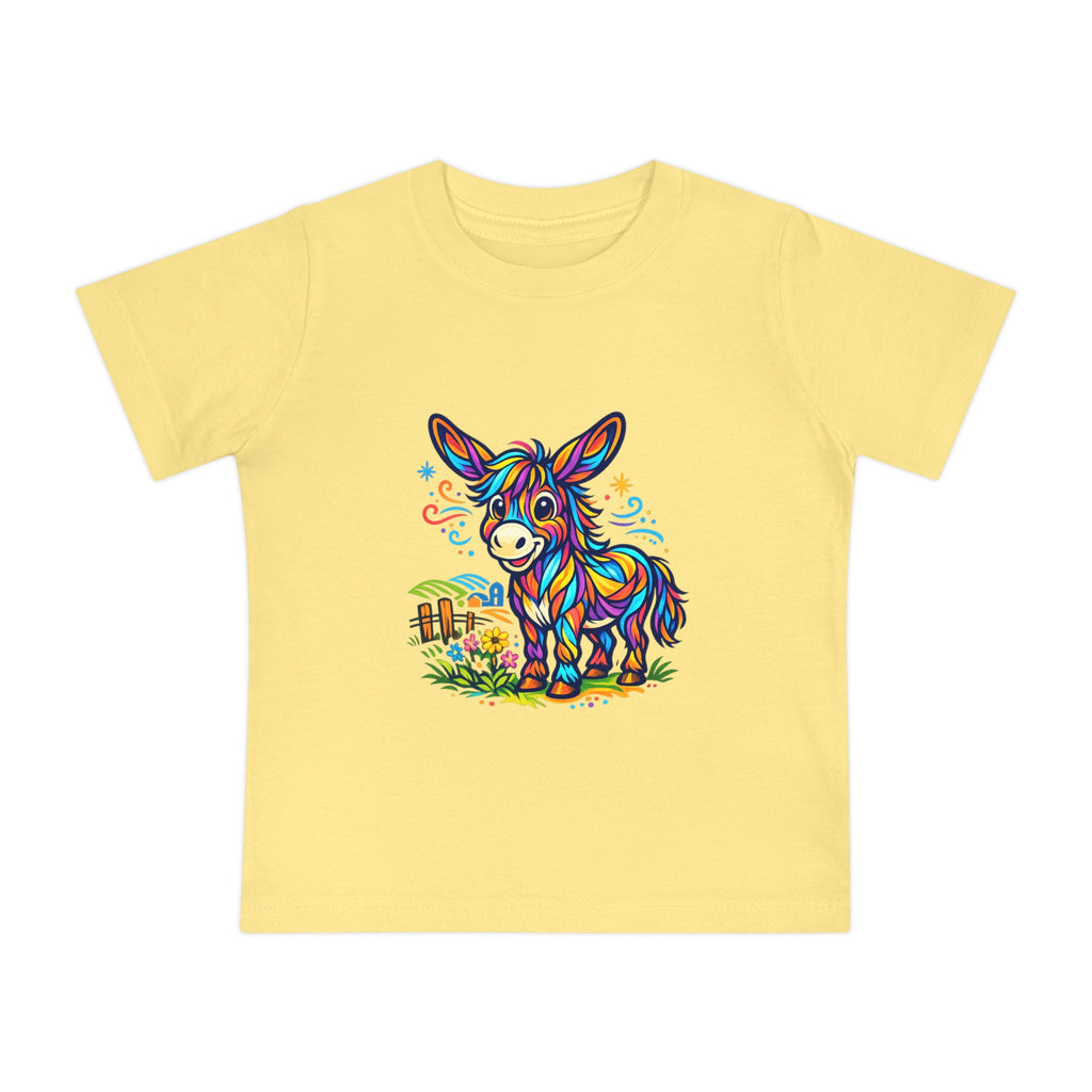 Baby T-Shirt — Colorful Rainbow Donkey Cute Farm Animal Tee for Infants