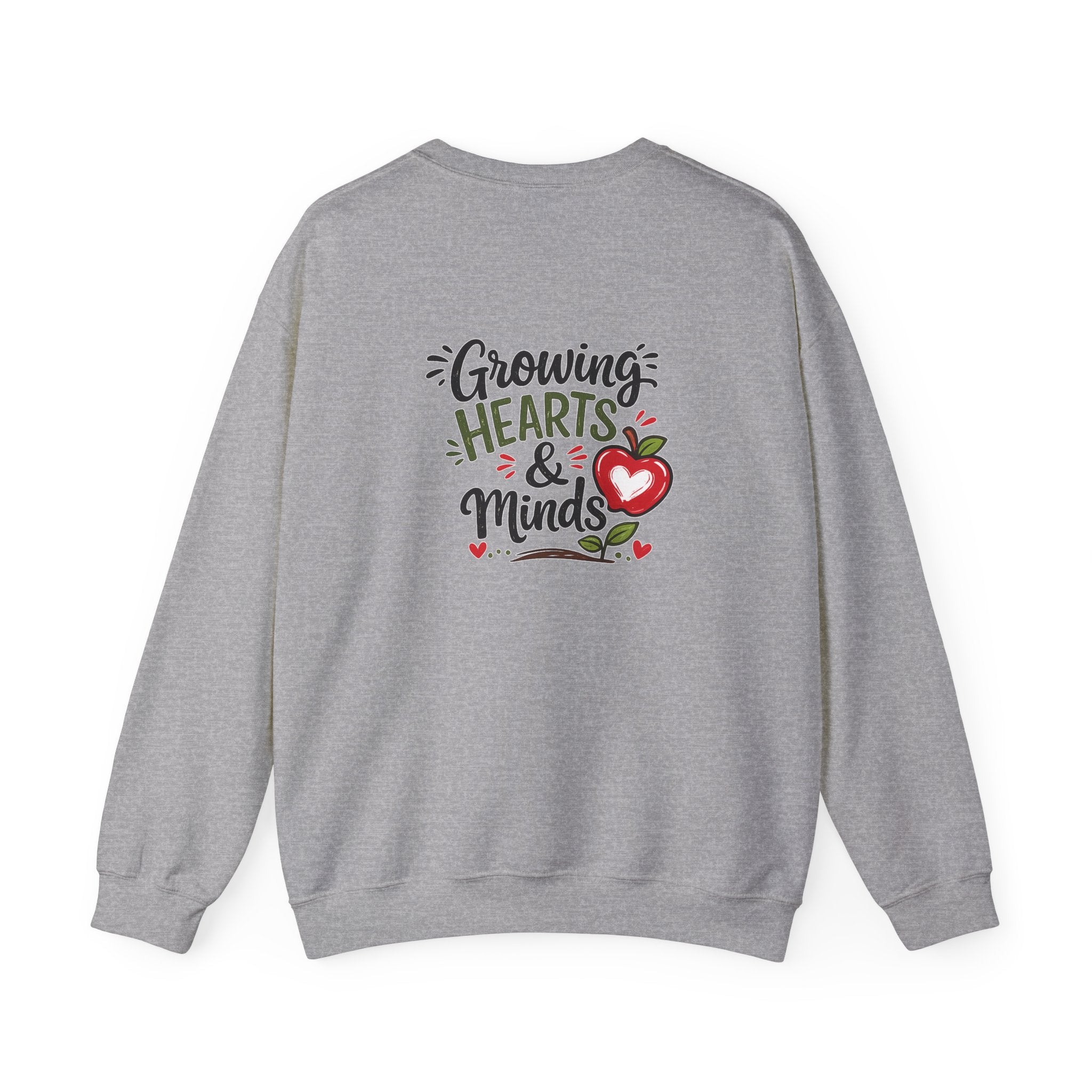 Teacher Sweatshirt — "Teachers Plant Seeds That Grow Forever" Apple Crewneck (Growing Hearts & Minds)