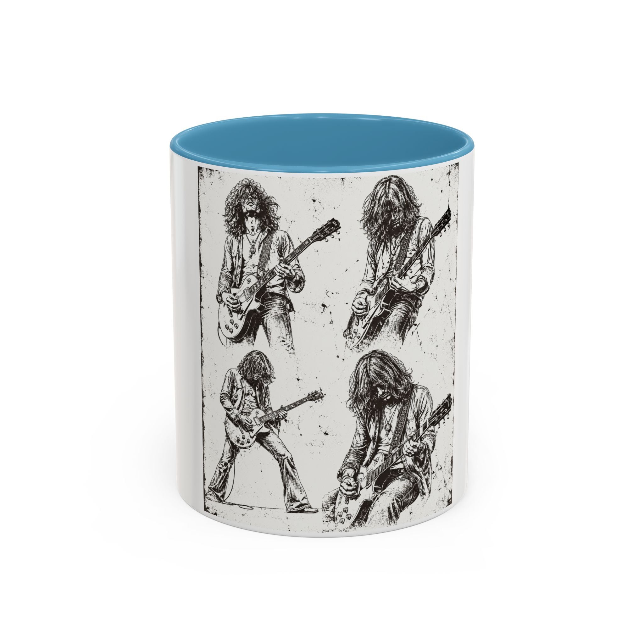 Rock Guitarist Sketch Accent Coffee Mug — Vintage Band Art 11/15oz