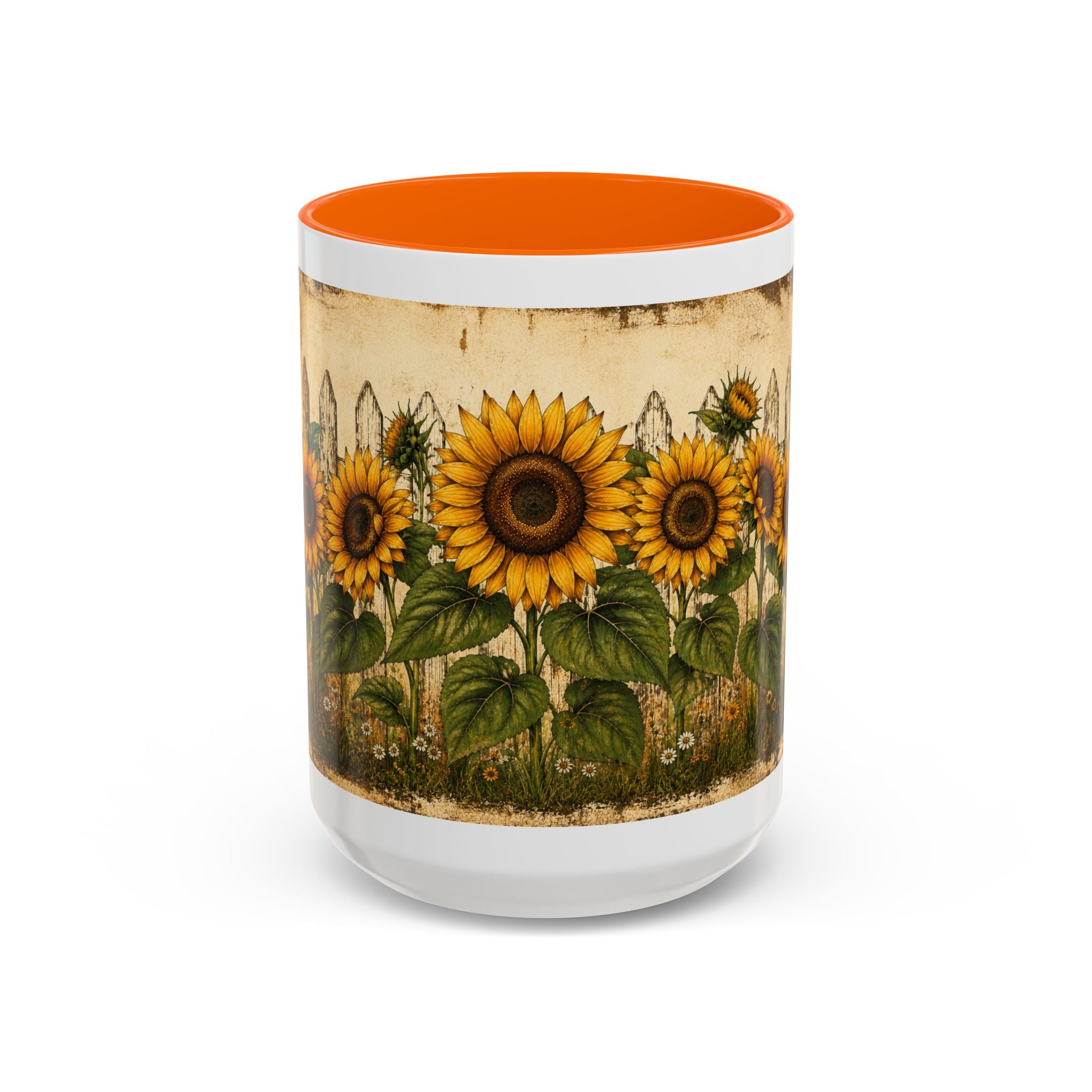 Sunflower Garden Coffee Mug — Vintage Farmhouse Floral Accent Mug