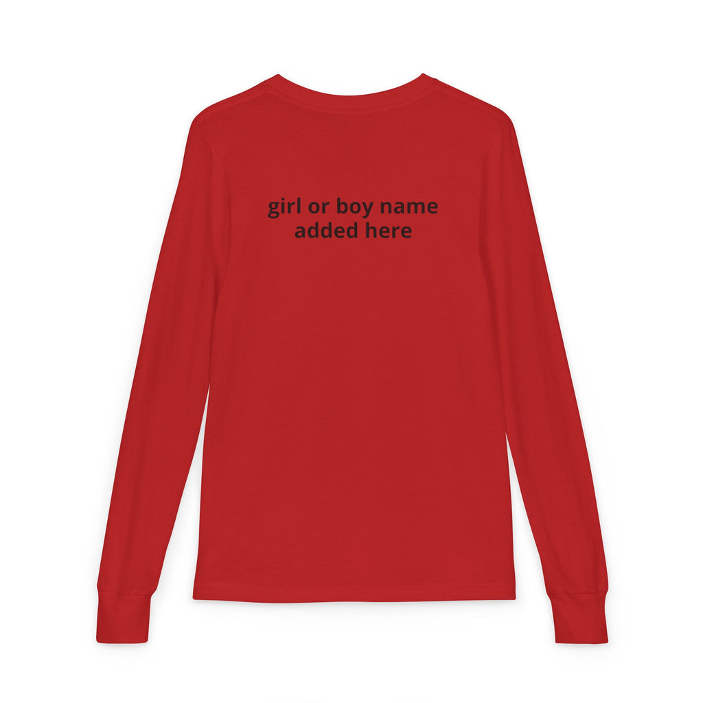 Youth Long Sleeve Tee — Spooky Dinosaur Jack-O'-Lantern Halloween Shirt (Custom Name)