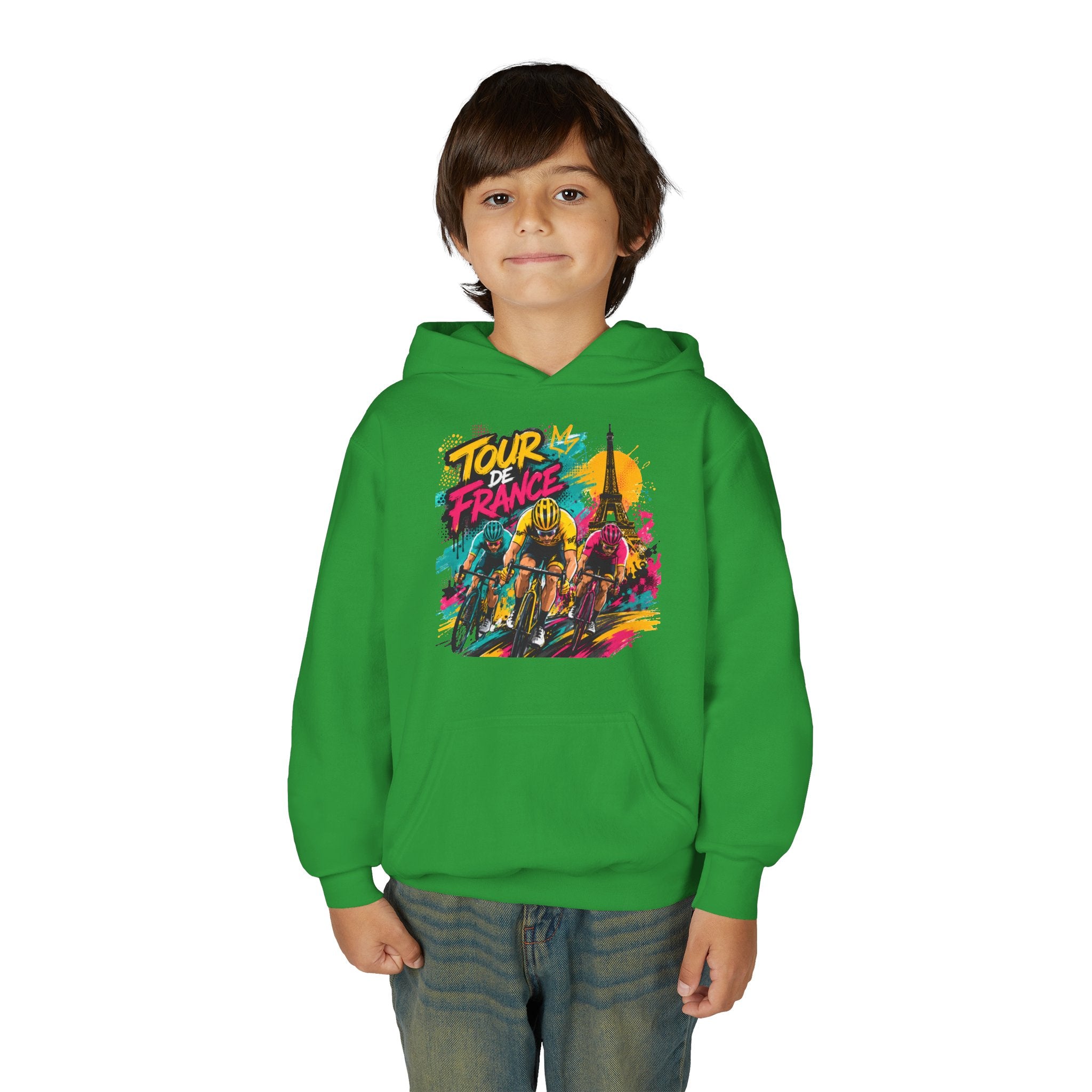 Tour de France Youth Hoodie — Colorful Cycling Graphic Sweatshirt