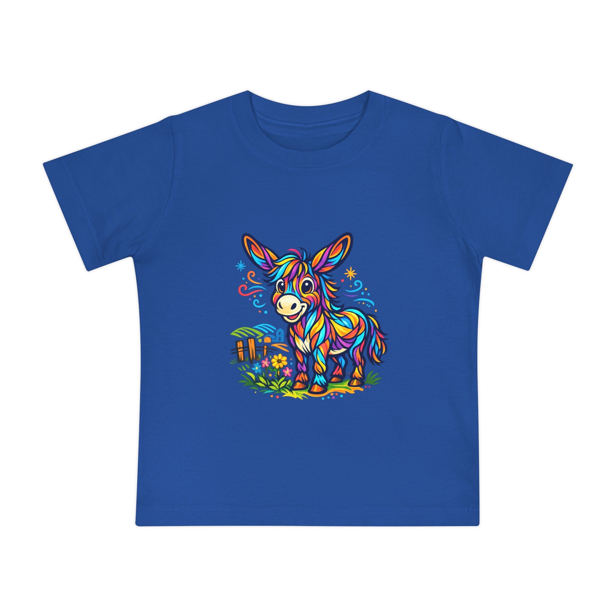 Baby T-Shirt — Colorful Rainbow Donkey Cute Farm Animal Tee for Infants