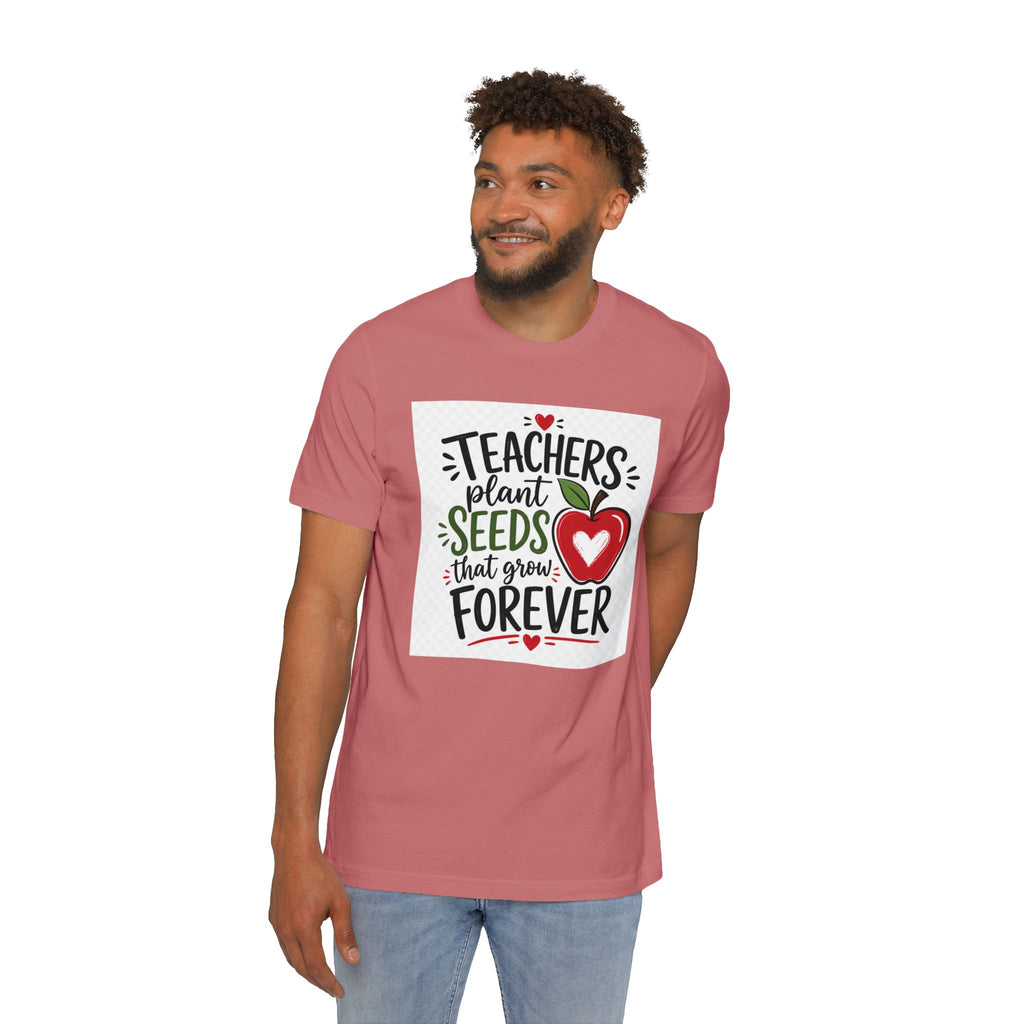 Teacher Appreciation T-Shirt – "Teachers Plant Seeds That Grow Forever" Apple Design