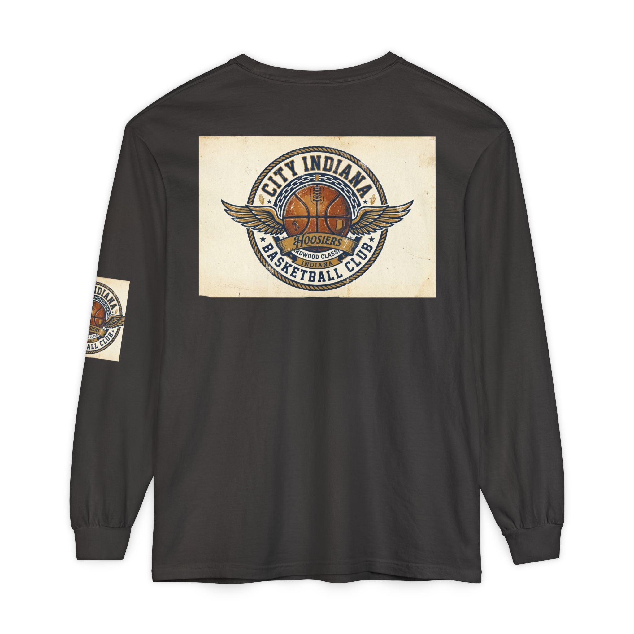 Basketball Club Long Sleeve Tee — City Indiana Winged Ball Graphic