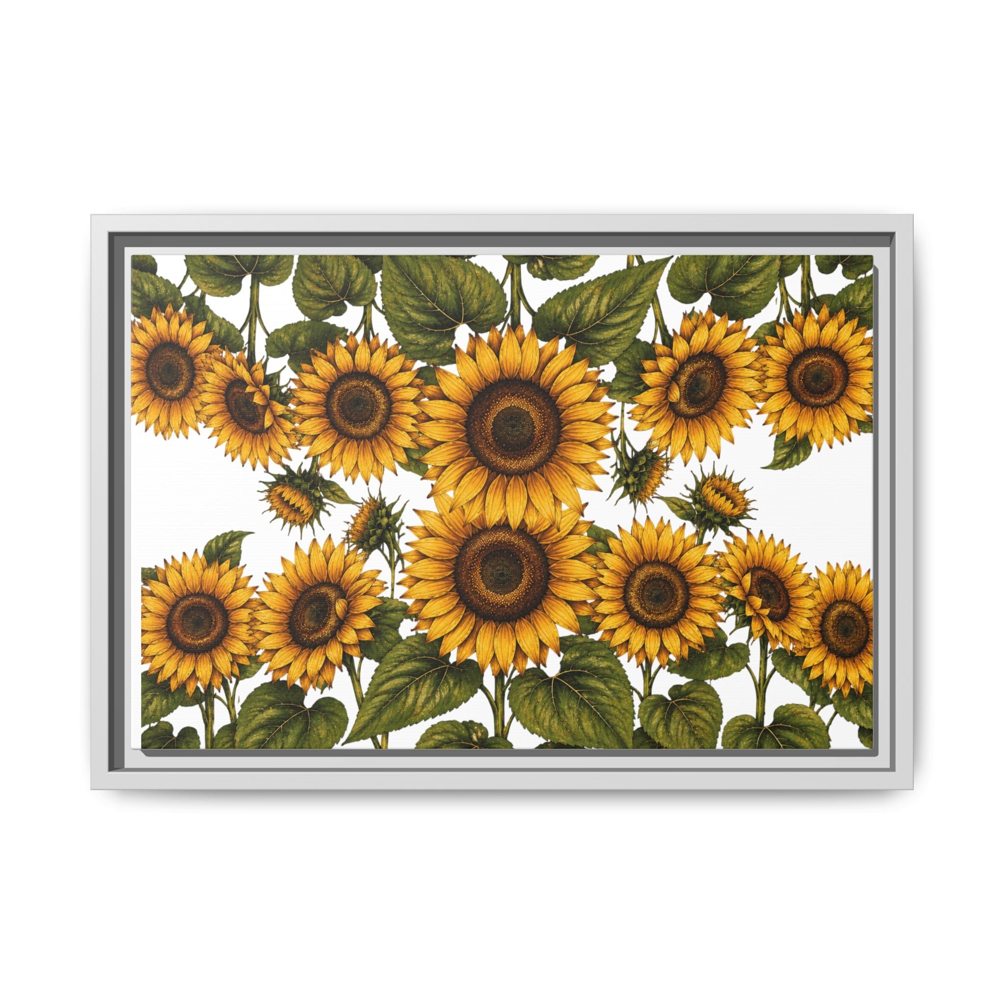 Framed Sunflower Canvas Print — Matte Floral Wall Art